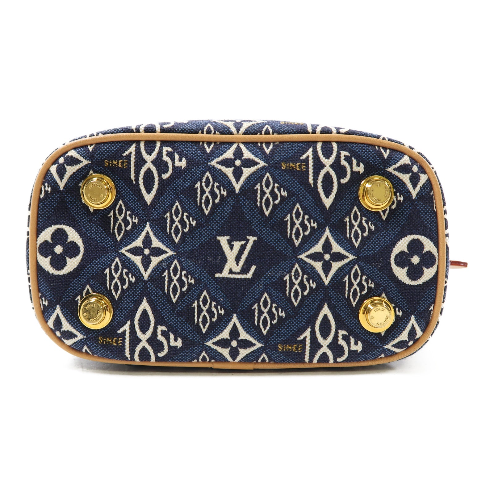 LOUIS VUITTON Monogram Jacquard Since 1854 Vanity NV金扣手挽肩背兩用袋藍色/白色