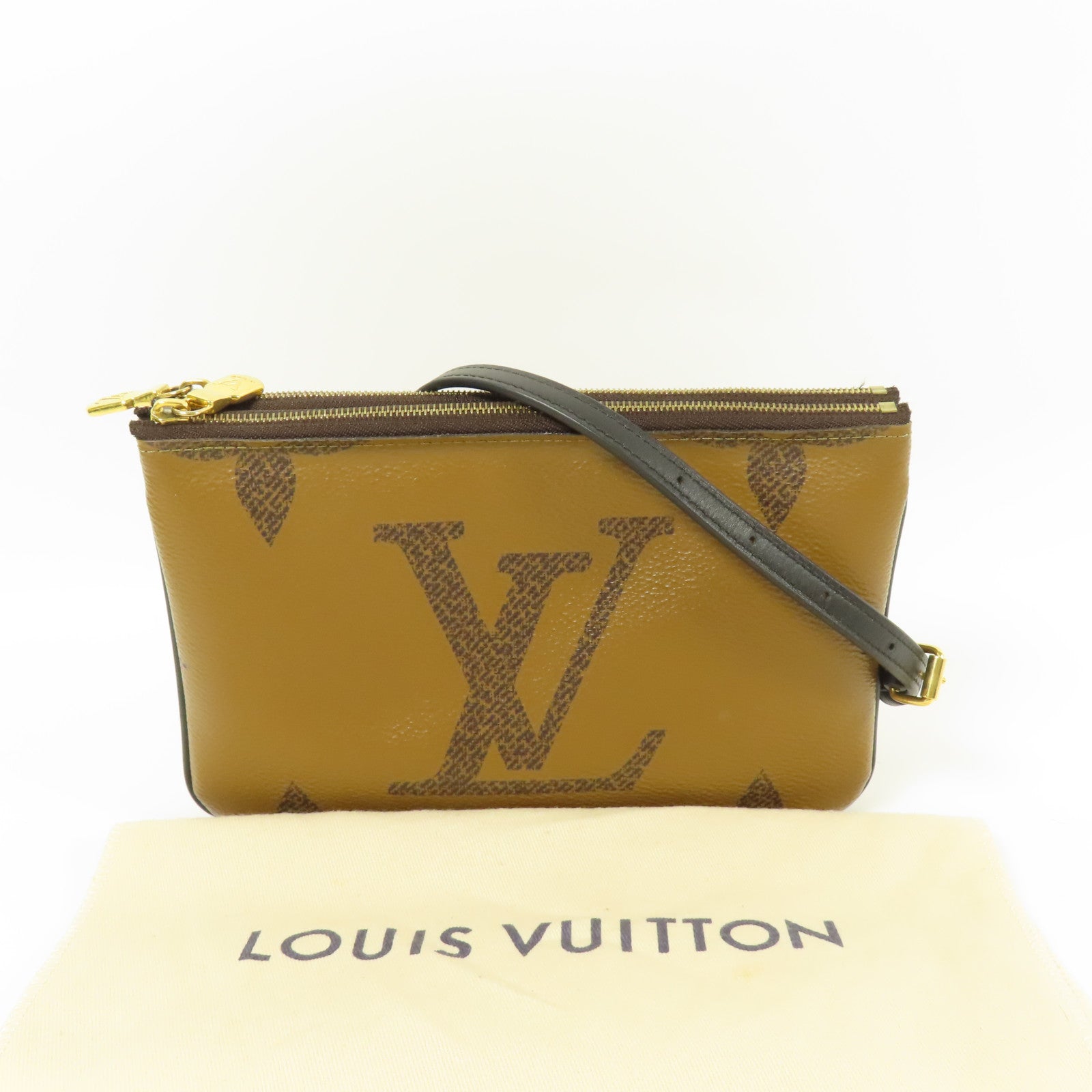 LOUIS VUITTON Monogram Giant Reverse Double Zip Pochette金扣肩背袋