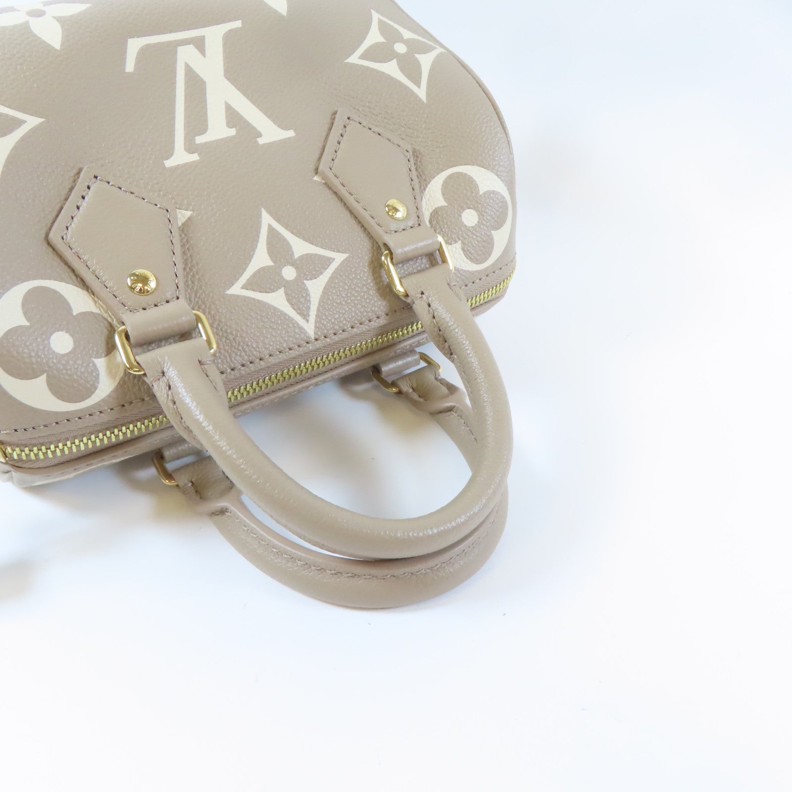 LOUIS VUITTON Monogram Empreinte Speedy Bandouliere 20 2 Way Bag金扣手挽肩背兩用袋米色