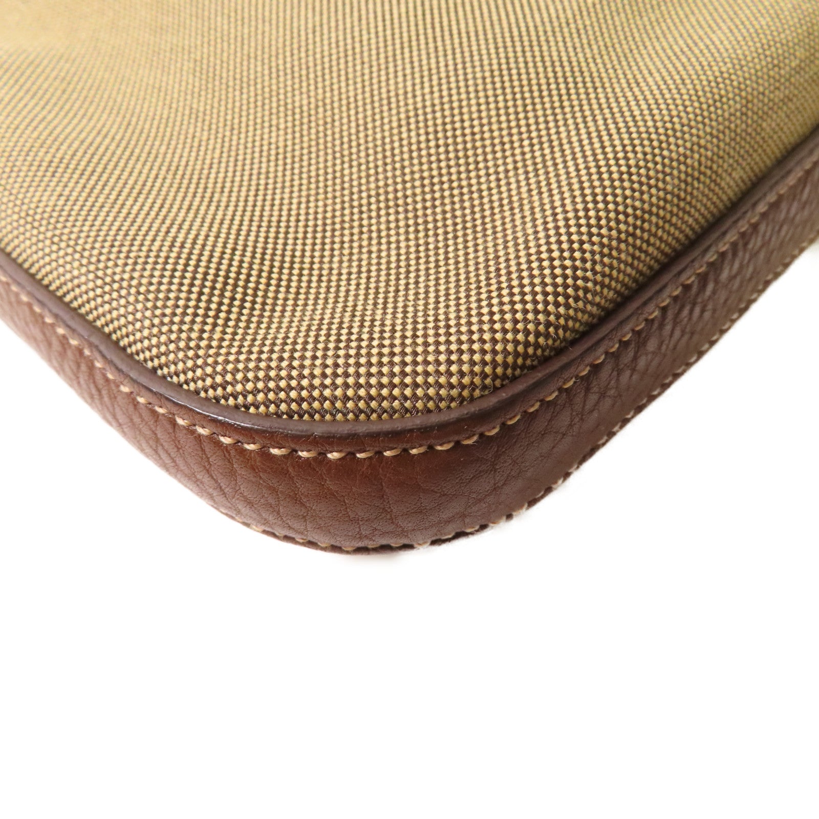 PRADA 帆布Logo Jacquard Shoulder Bag金扣肩背袋啡色
