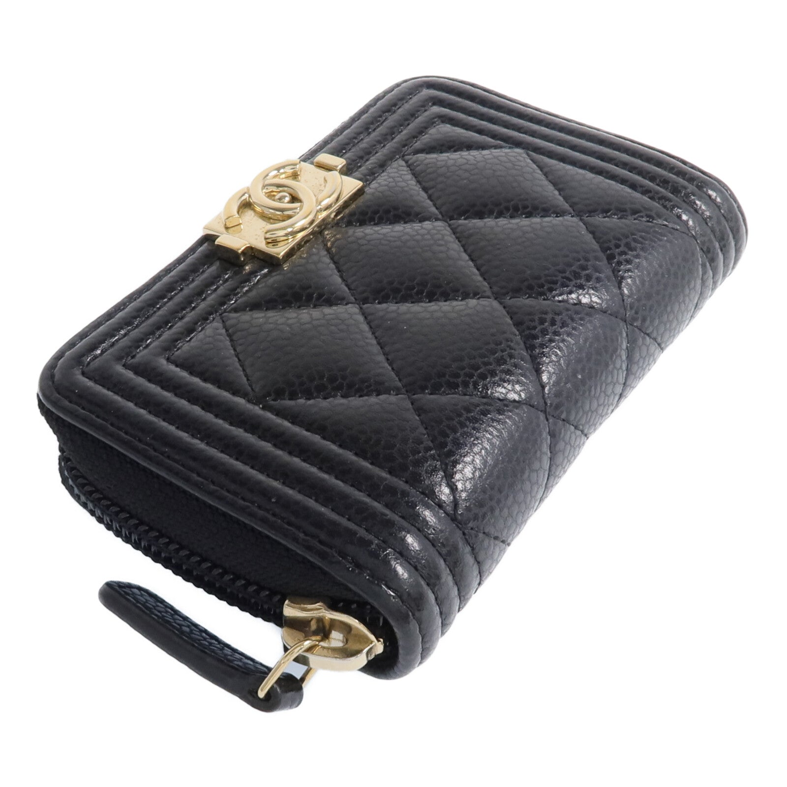 CHANEL 牛皮皮革Boy Card Case金扣卡片套