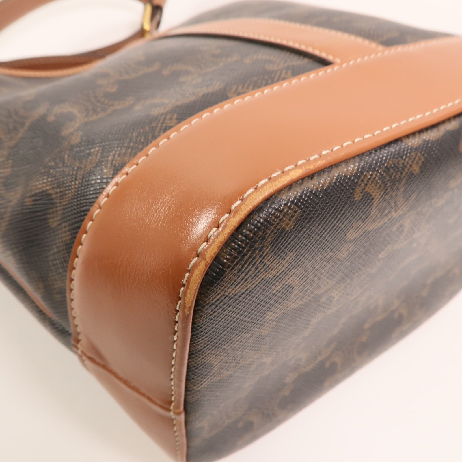 CELINE 塗層帆布Triomphe Small Bucket Bag金扣肩背袋