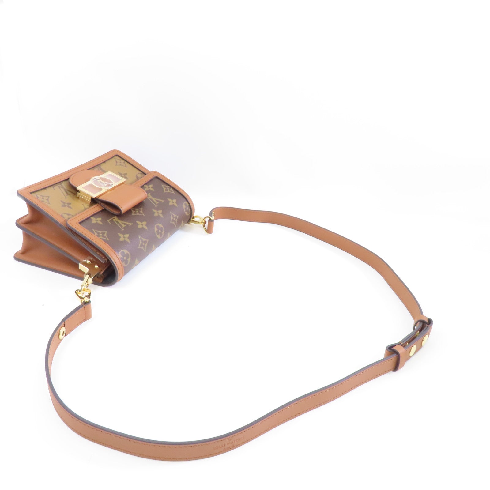 LOUIS VUITTON Monogram Mini Dauphine金扣肩背袋啡色