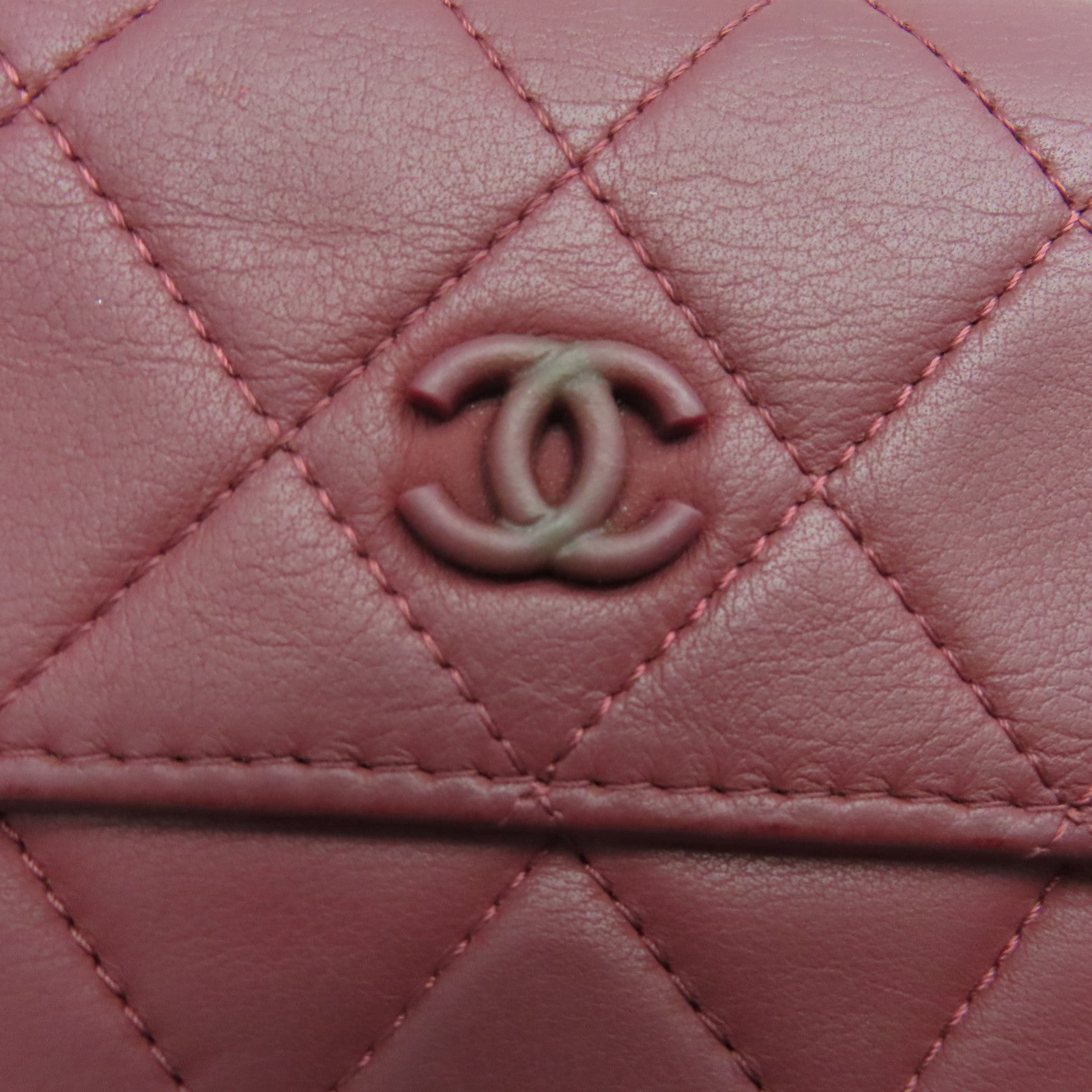 CHANEL 【激減優惠】菱格牛皮皮革Long Wallet銀扣長錢包紅色