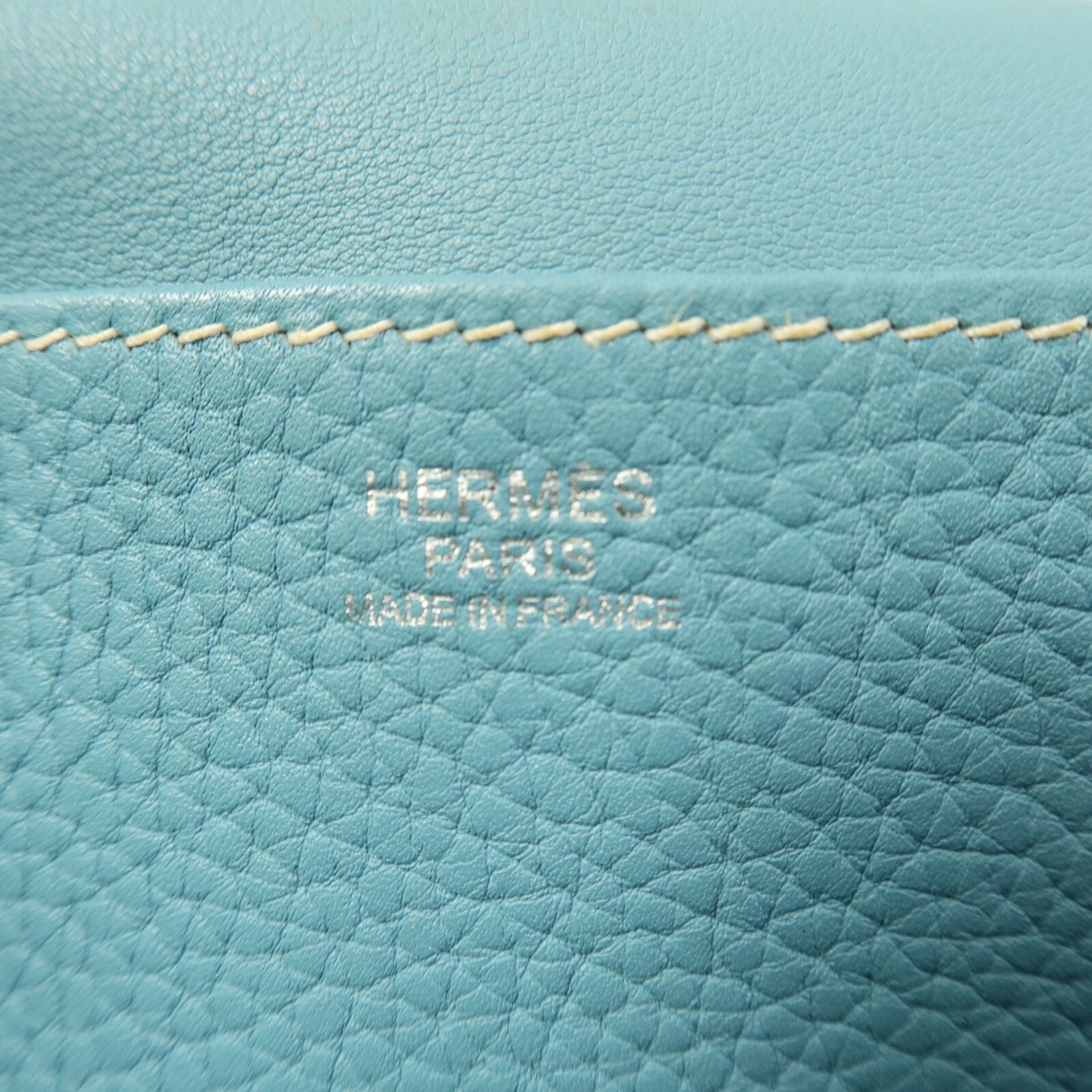 HERMES Clemence皮革Halzan 31銀扣手挽肩背兩用袋Bleu Saint