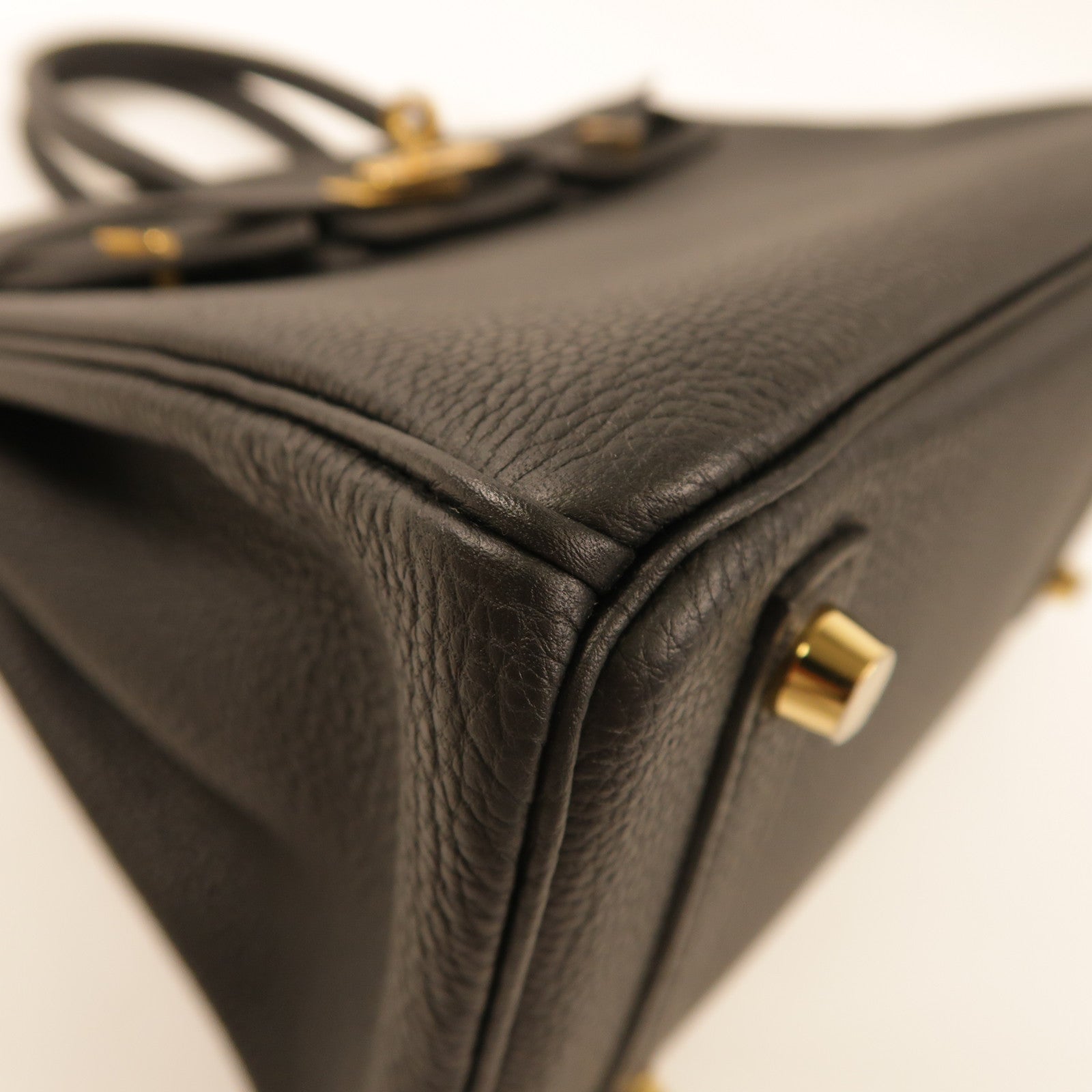 HERMES 【激減優惠】Clemence皮革Birkin 25金扣手挽袋Noir