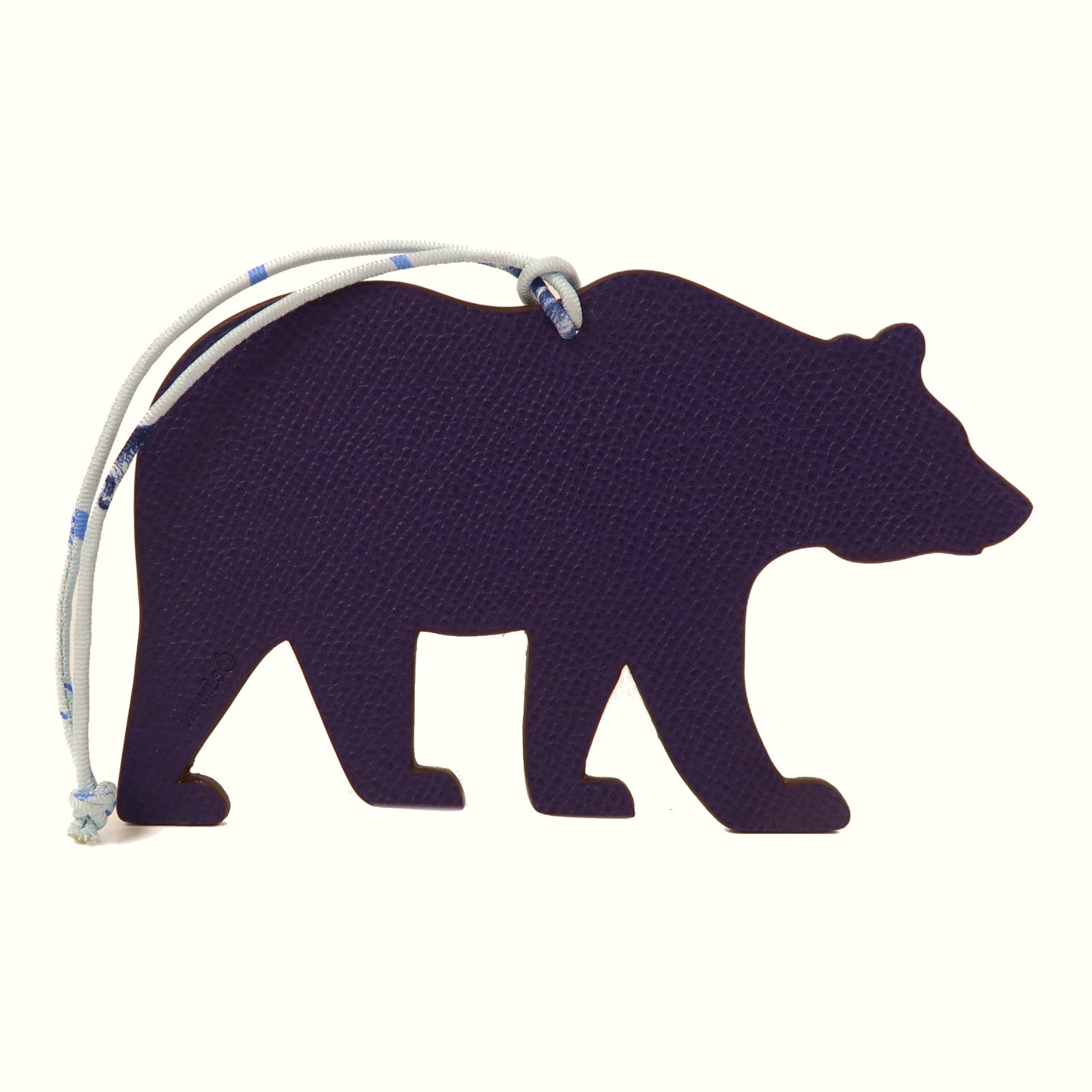 HERMES 【激減優惠】Togo皮革Petit H Charm Bear掛飾紫色/灰色