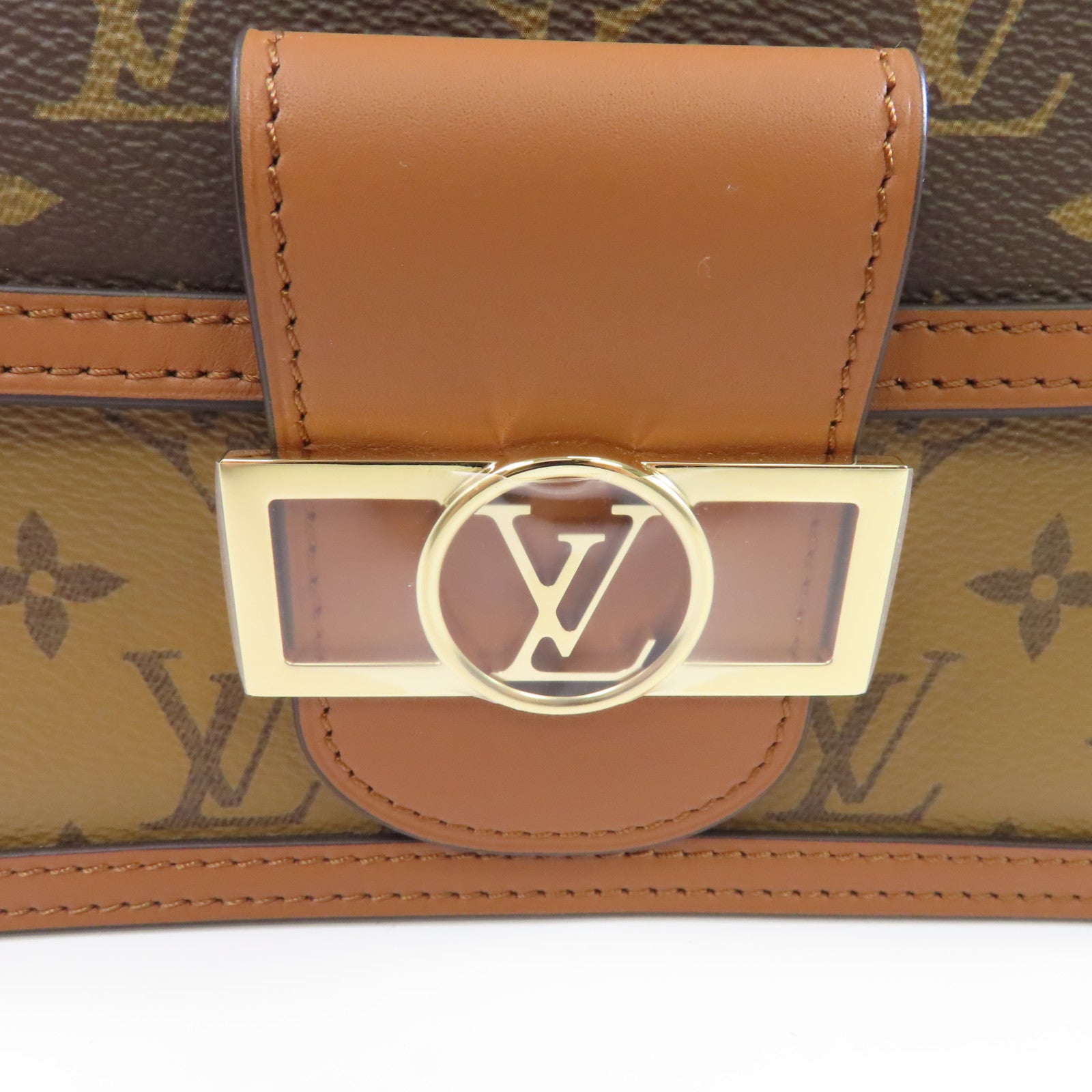 LOUIS VUITTON Monogram Mini Dauphine金扣肩背袋啡色