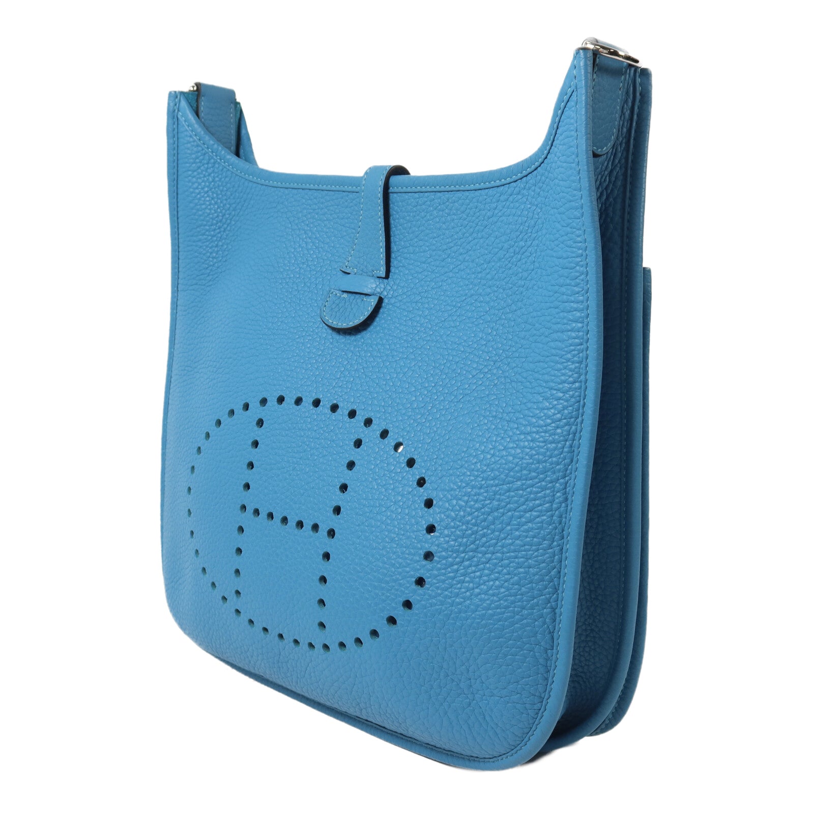 HERMES Clemence皮革Evelyne PM肩背袋Bleu Izmir