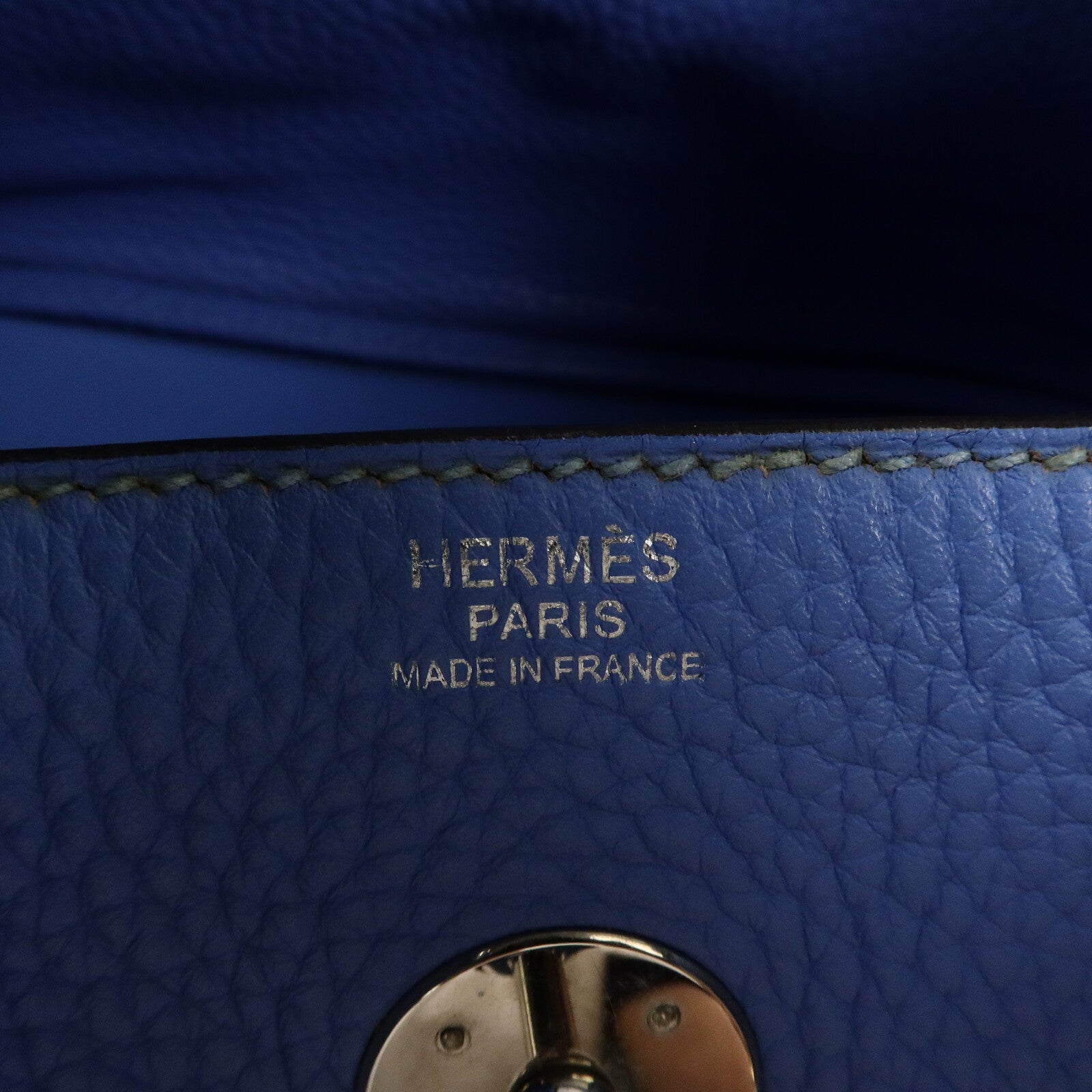 HERMES Clemence皮革Lindy 30手挽肩背兩用袋Blue Paradise