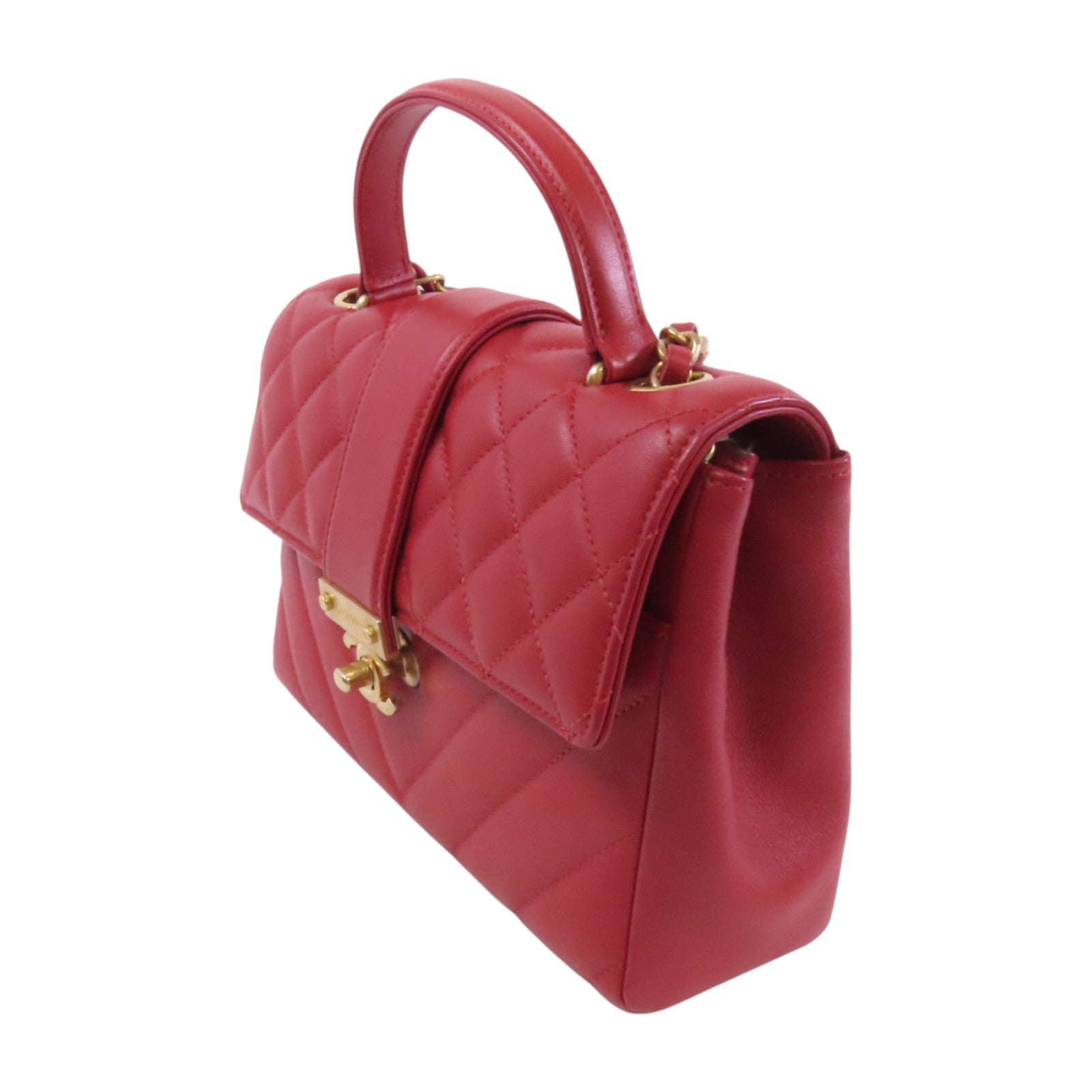 CHANEL 羊皮皮革2Way Shoulder Bag金扣鏈帶手挽肩背兩用袋