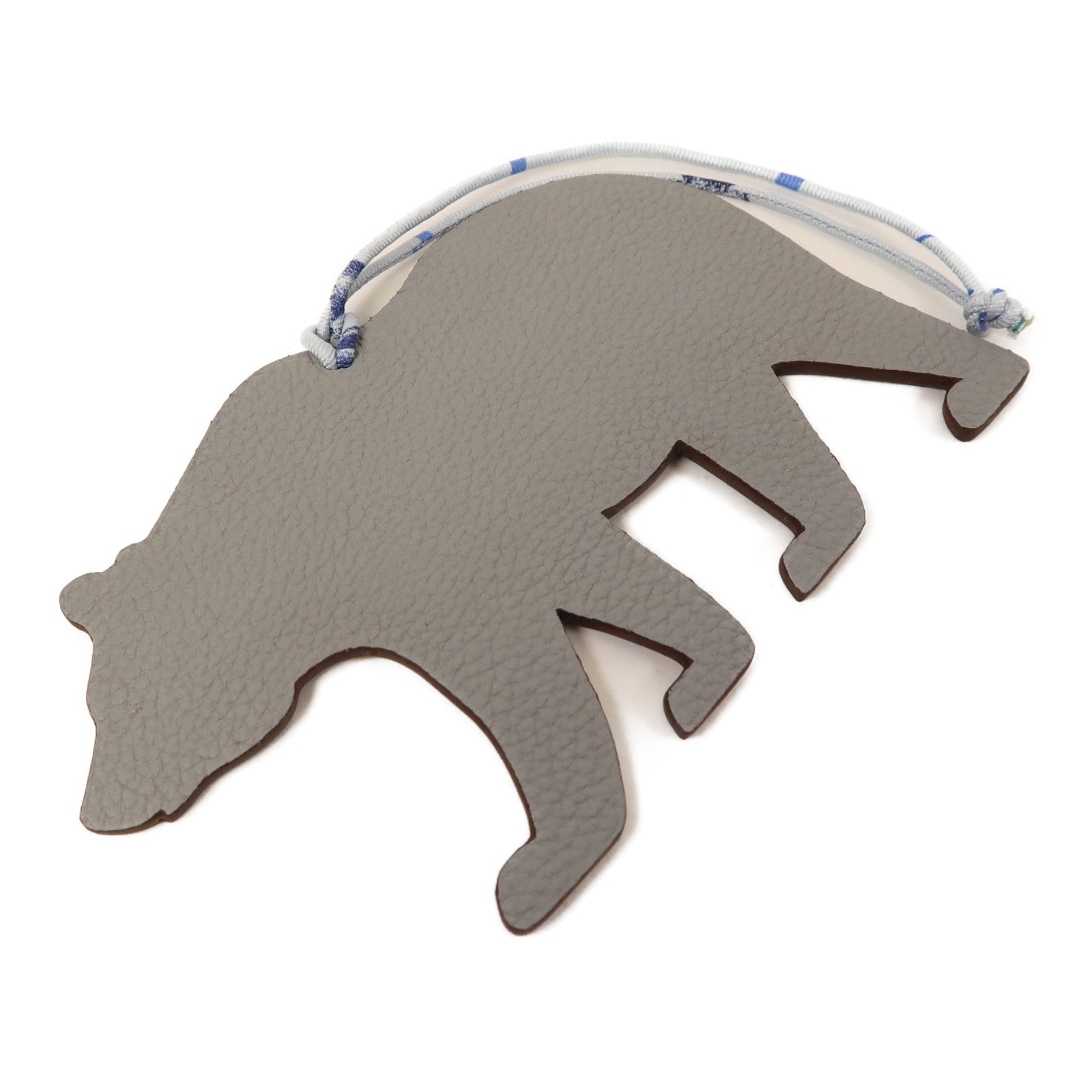 HERMES Togo皮革Petit H Charm Bear掛飾紫色/灰色
