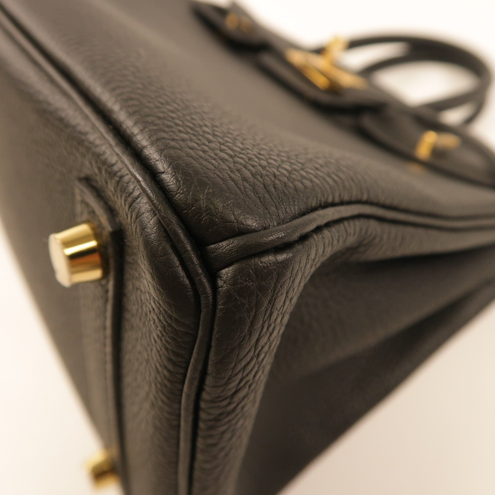 HERMES 【激減優惠】Clemence皮革Birkin 25金扣手挽袋Noir