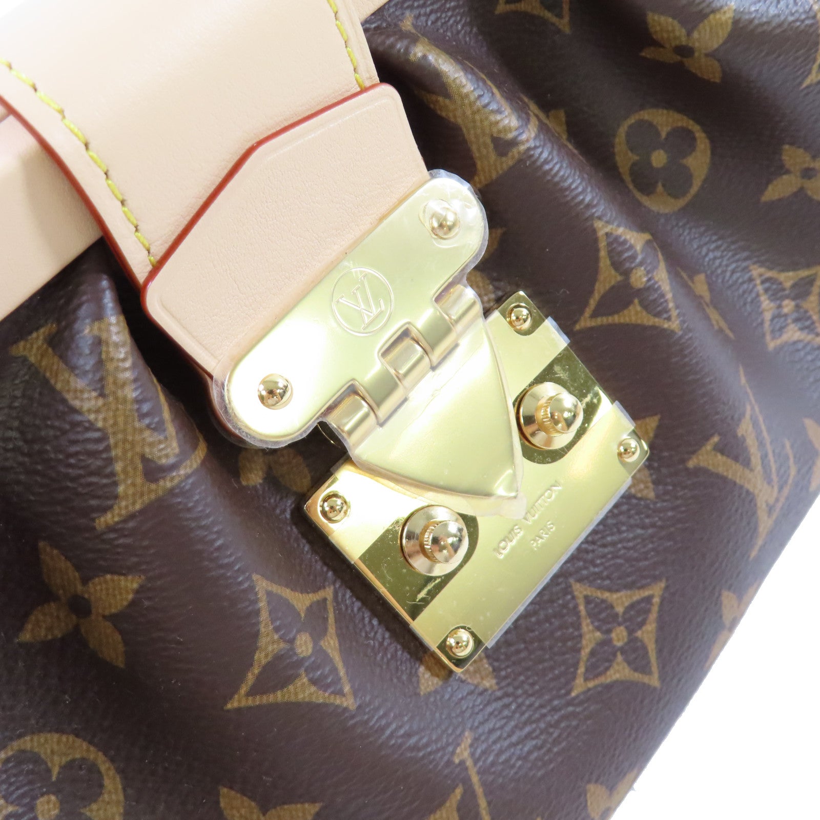 LOUIS VUITTON Monogram Clutch Shoulder Bag金扣鏈帶手挽肩背兩用袋啡色