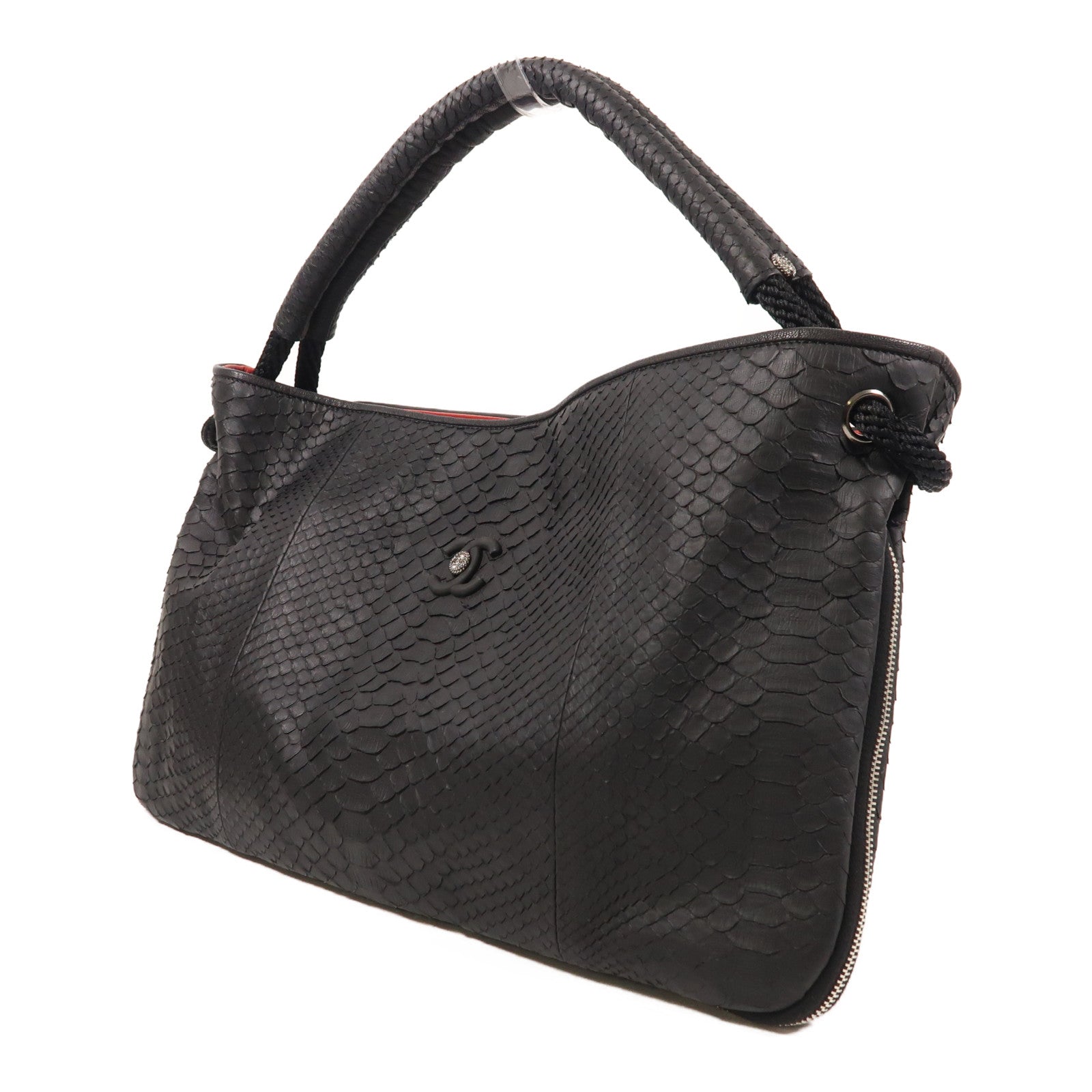 CHANEL 蛇皮皮革Shoulder Bag銀扣肩背袋