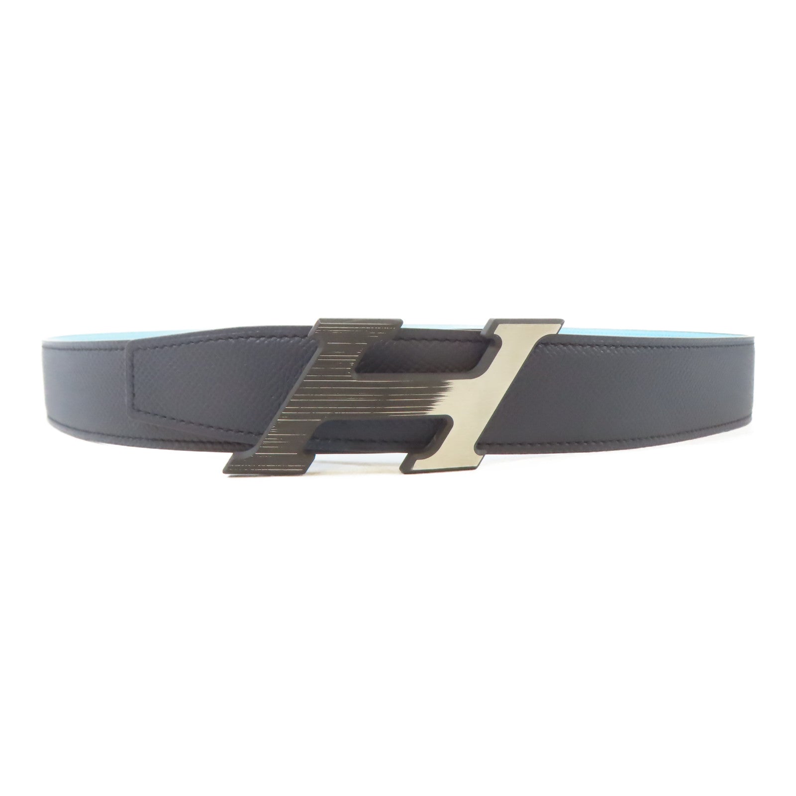 HERMES Veau Epsom皮革H Speed Belt Buckle皮帶藍色/黑色