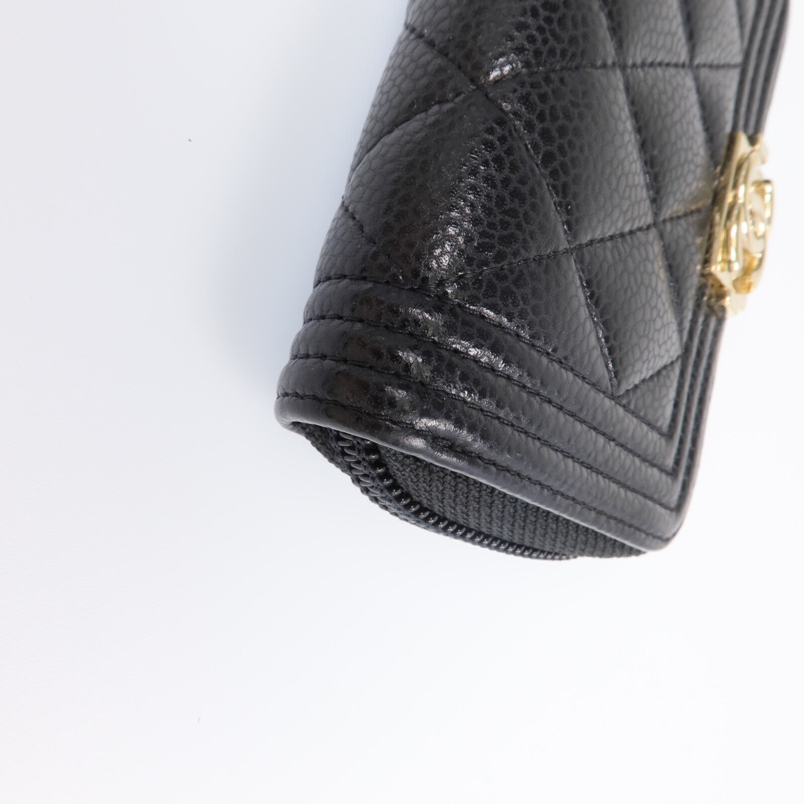 CHANEL 牛皮皮革Boy Card Case金扣卡片套