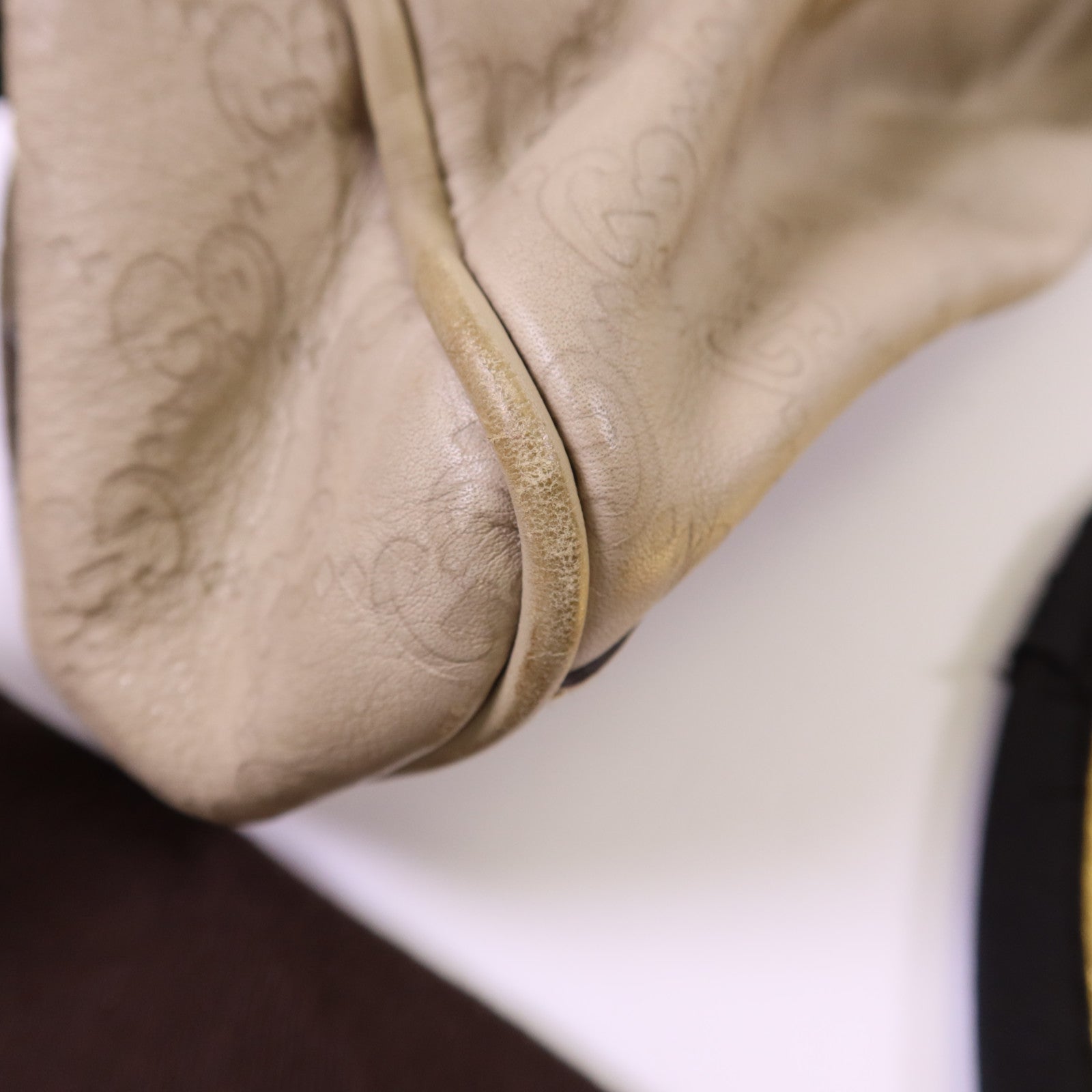 GUCCI 牛皮皮革Guccissima Braided Peggy Tote銀扣肩背袋