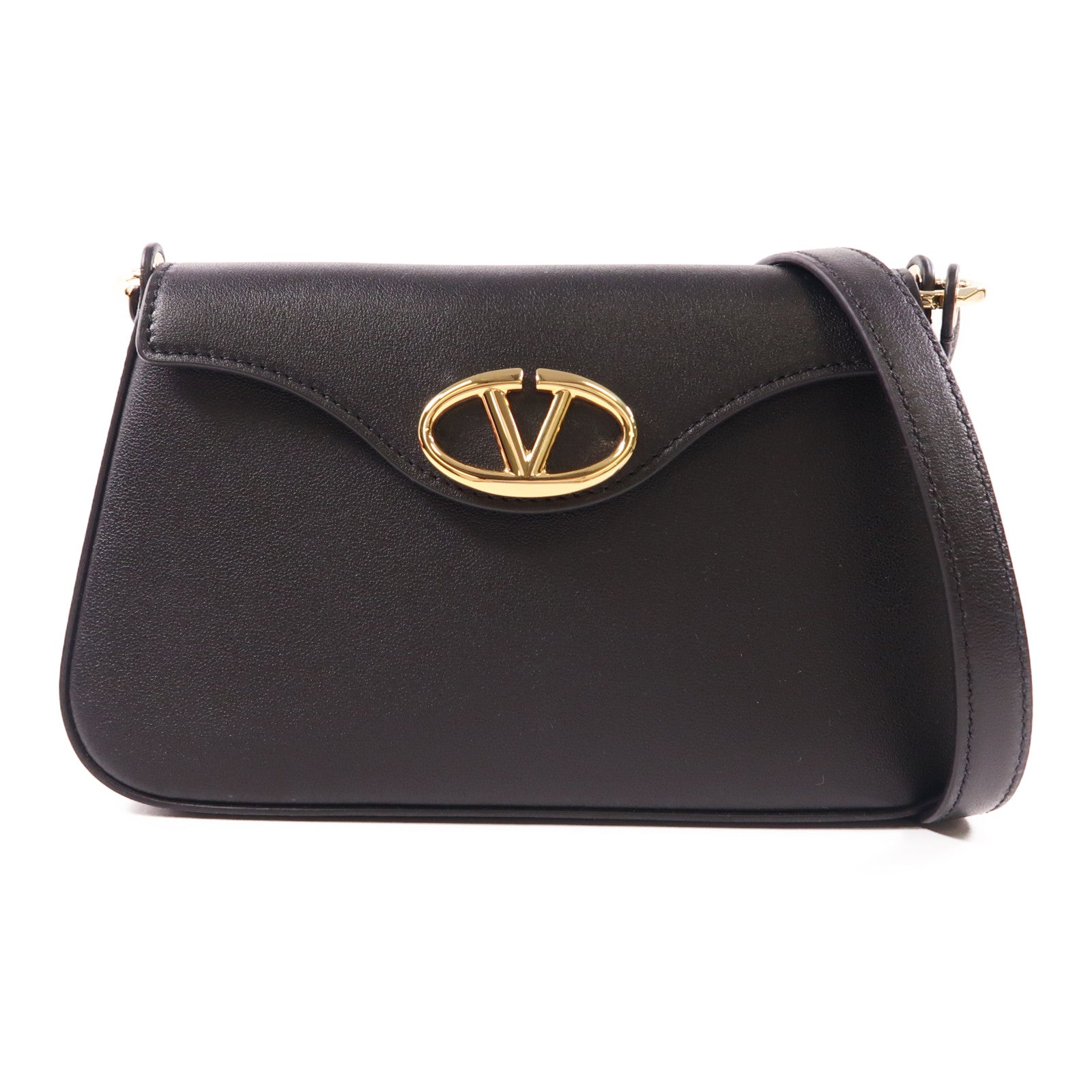 Valentino 【激減優惠】牛皮皮革V Logo Cross Bag金扣肩背袋