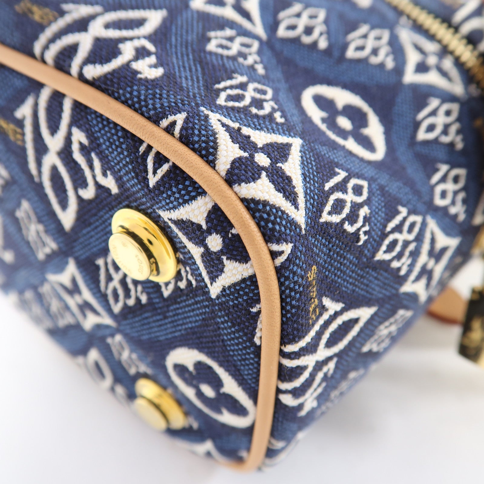 LOUIS VUITTON Monogram Jacquard Since 1854 Vanity NV金扣手挽肩背兩用袋藍色/白色