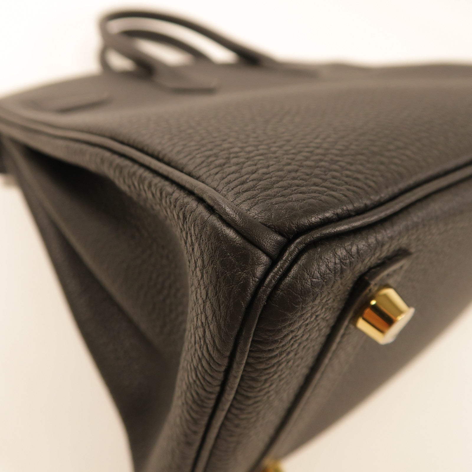 HERMES 【激減優惠】Clemence皮革Birkin 25金扣手挽袋Noir