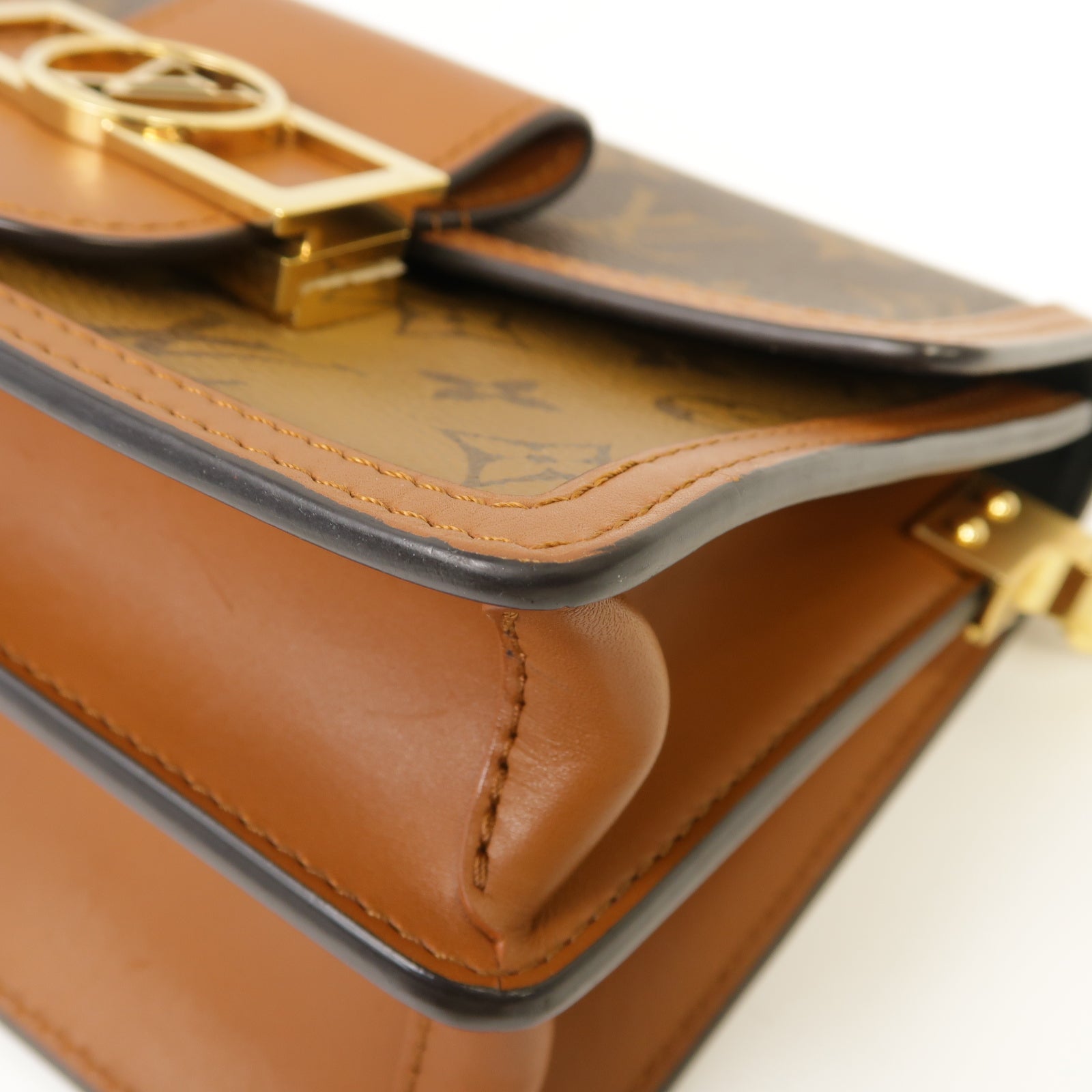 LOUIS VUITTON 【激減優惠】Monogram Reverse Mini Dauphine金扣肩背袋棕色