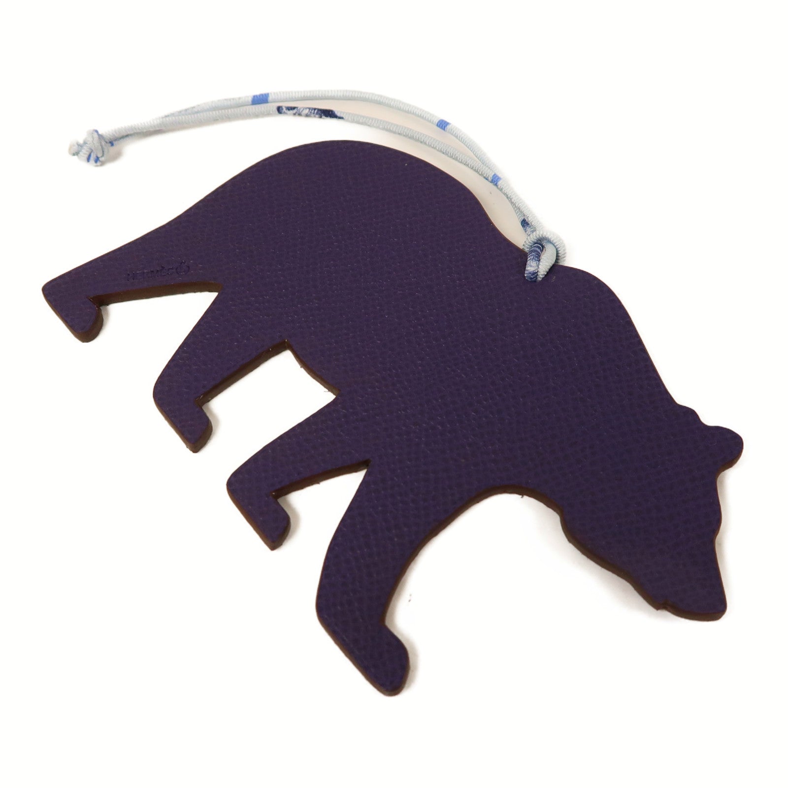 HERMES Togo皮革Petit H Charm Bear掛飾紫色/灰色