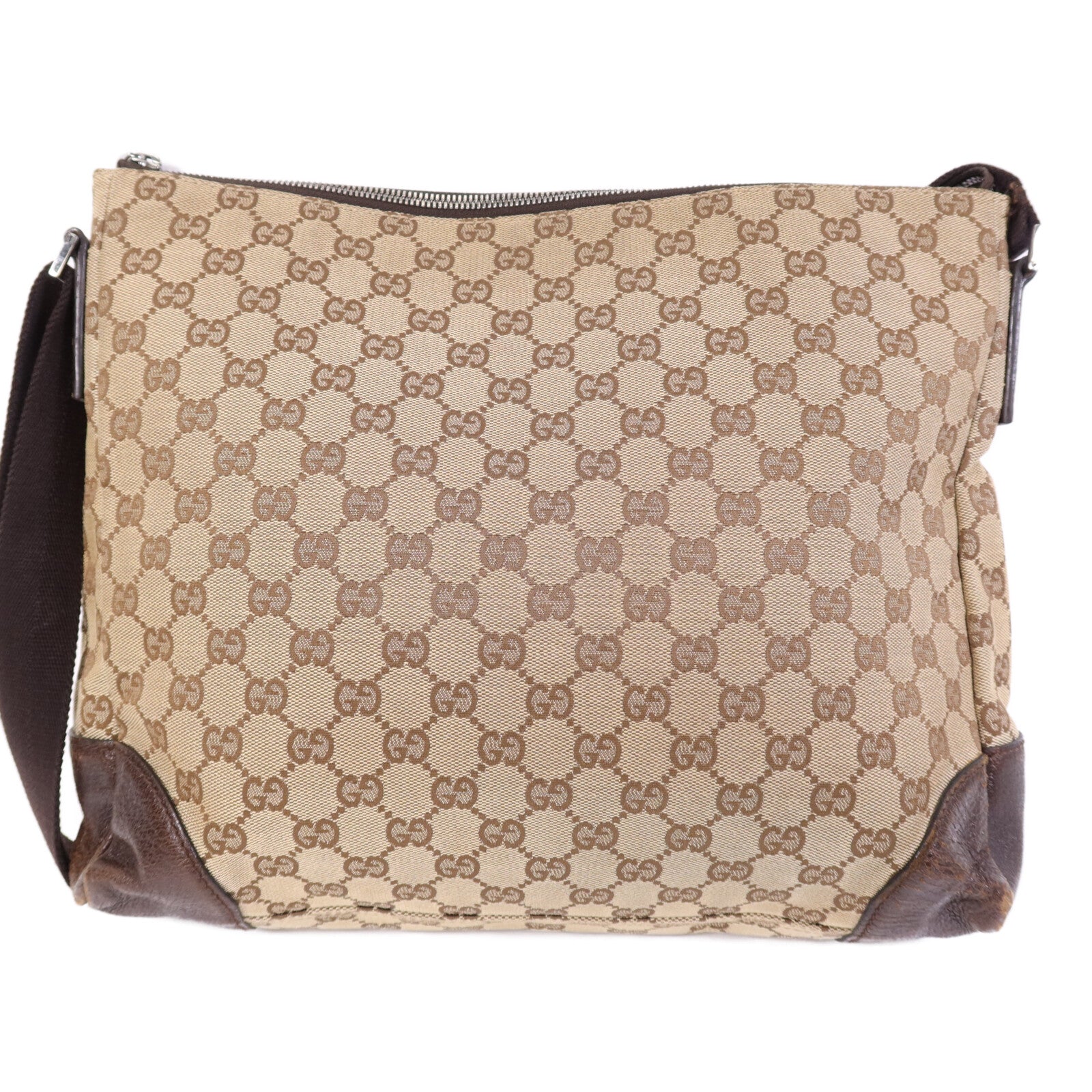 GUCCI 帆布Shoulder Bag銀扣肩背袋