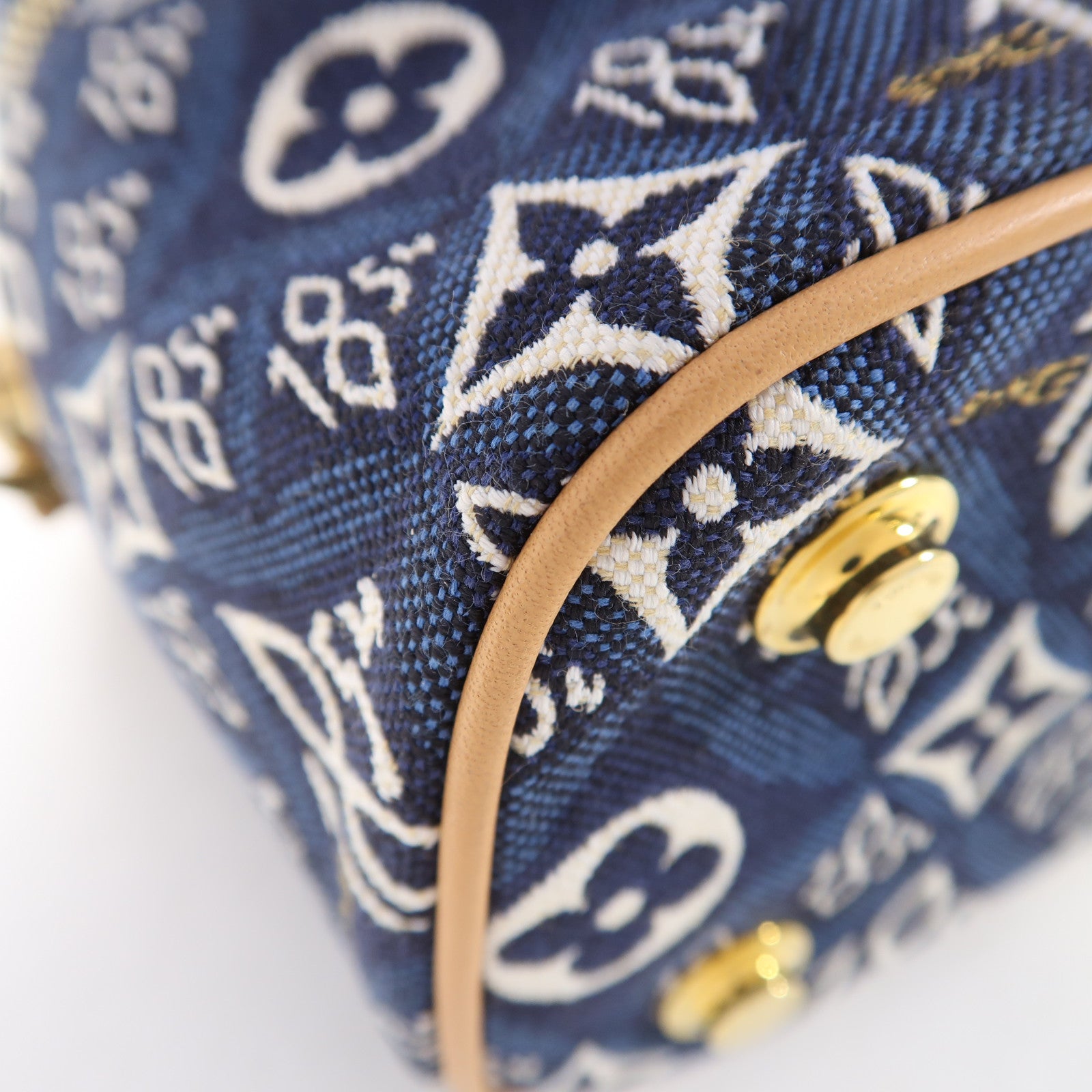 LOUIS VUITTON Monogram Jacquard Since 1854 Vanity NV金扣手挽肩背兩用袋藍色/白色