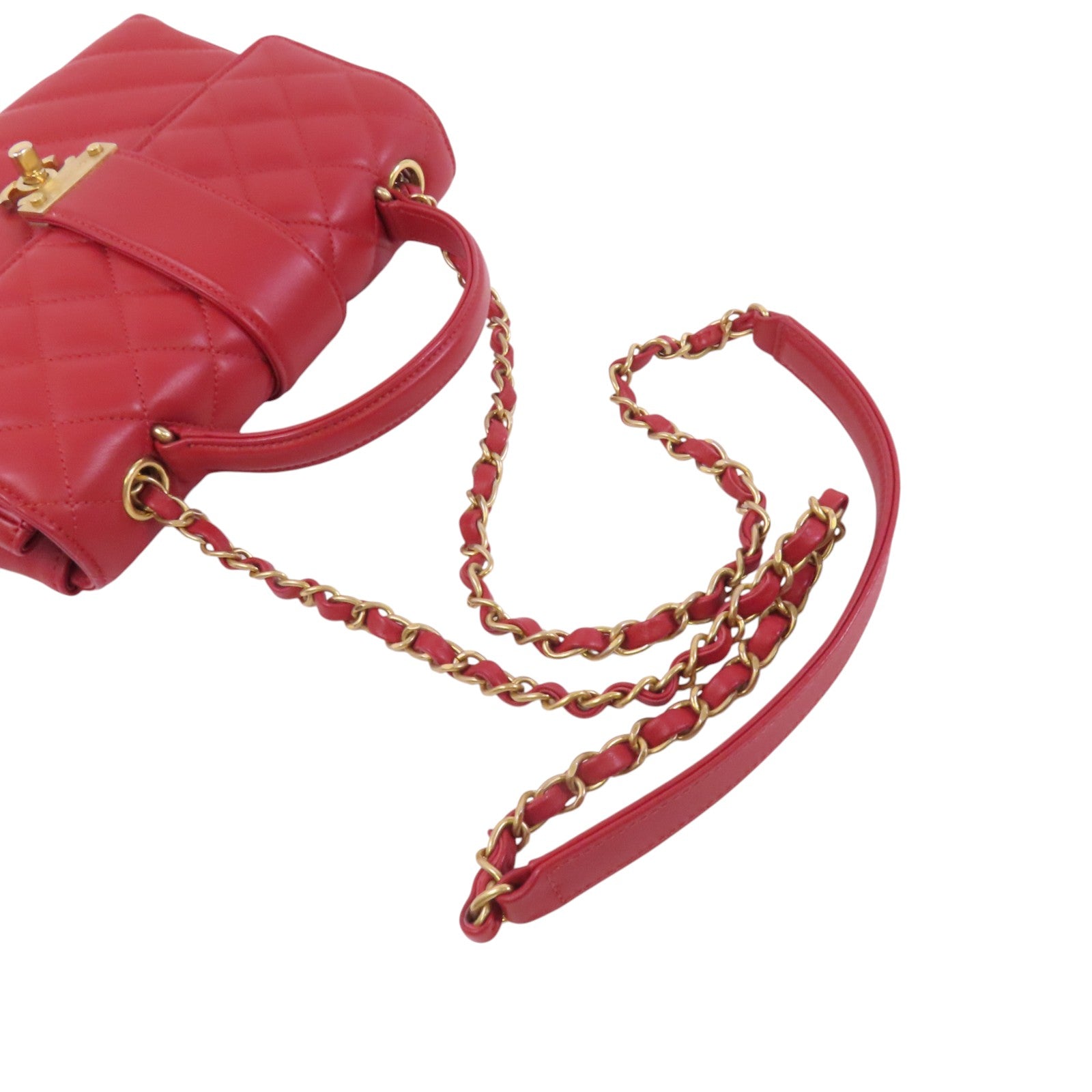 CHANEL 羊皮皮革2Way Shoulder Bag金扣鏈帶手挽肩背兩用袋