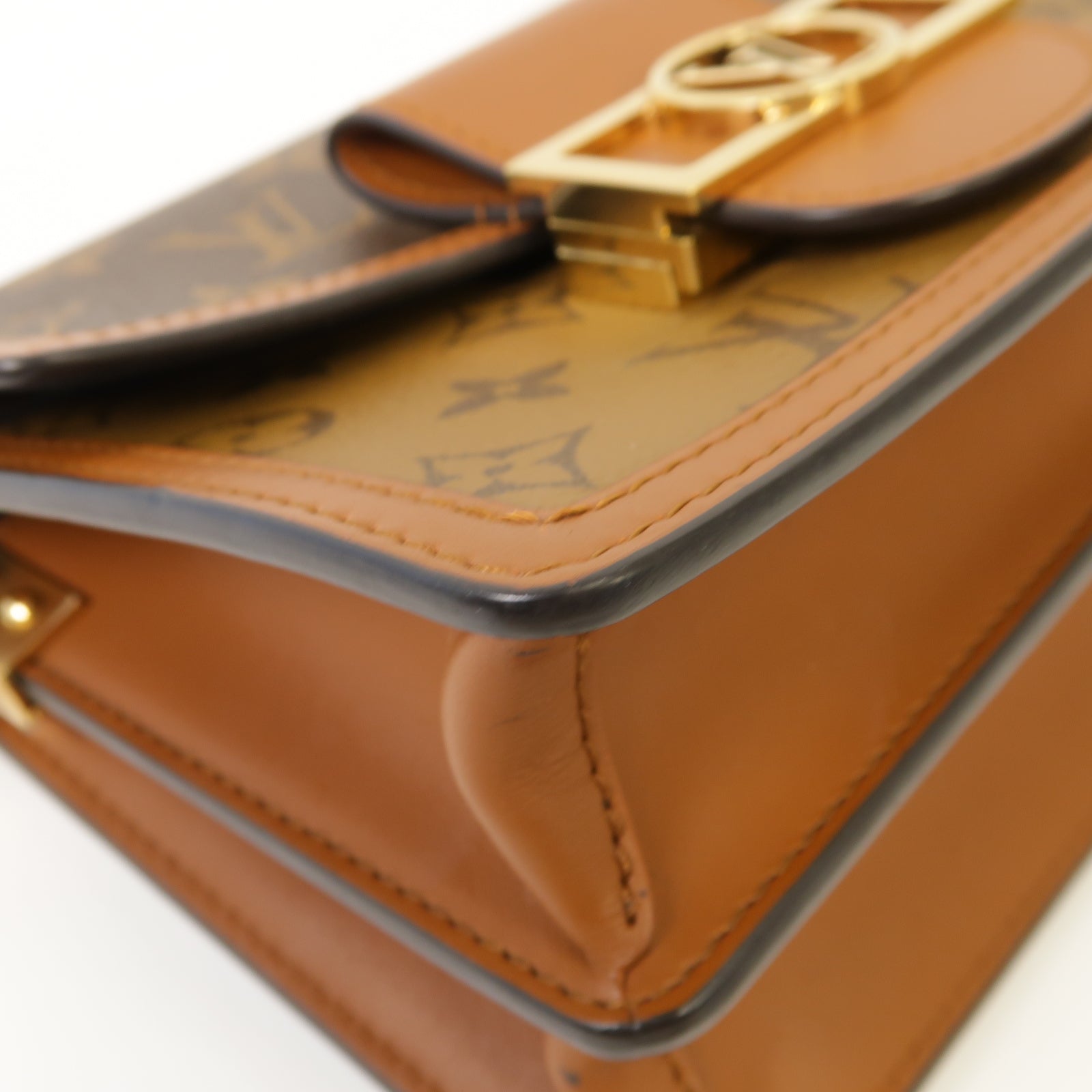 LOUIS VUITTON 【激減優惠】Monogram Reverse Mini Dauphine金扣肩背袋棕色