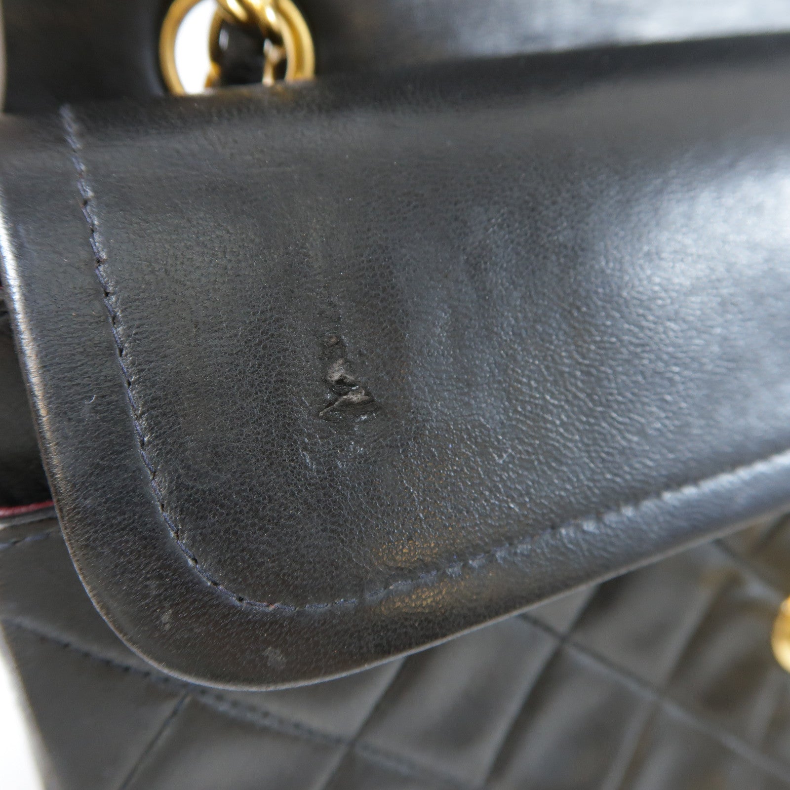 CHANEL 菱格羊皮皮革Chain Shoulder金扣肩背袋黑色