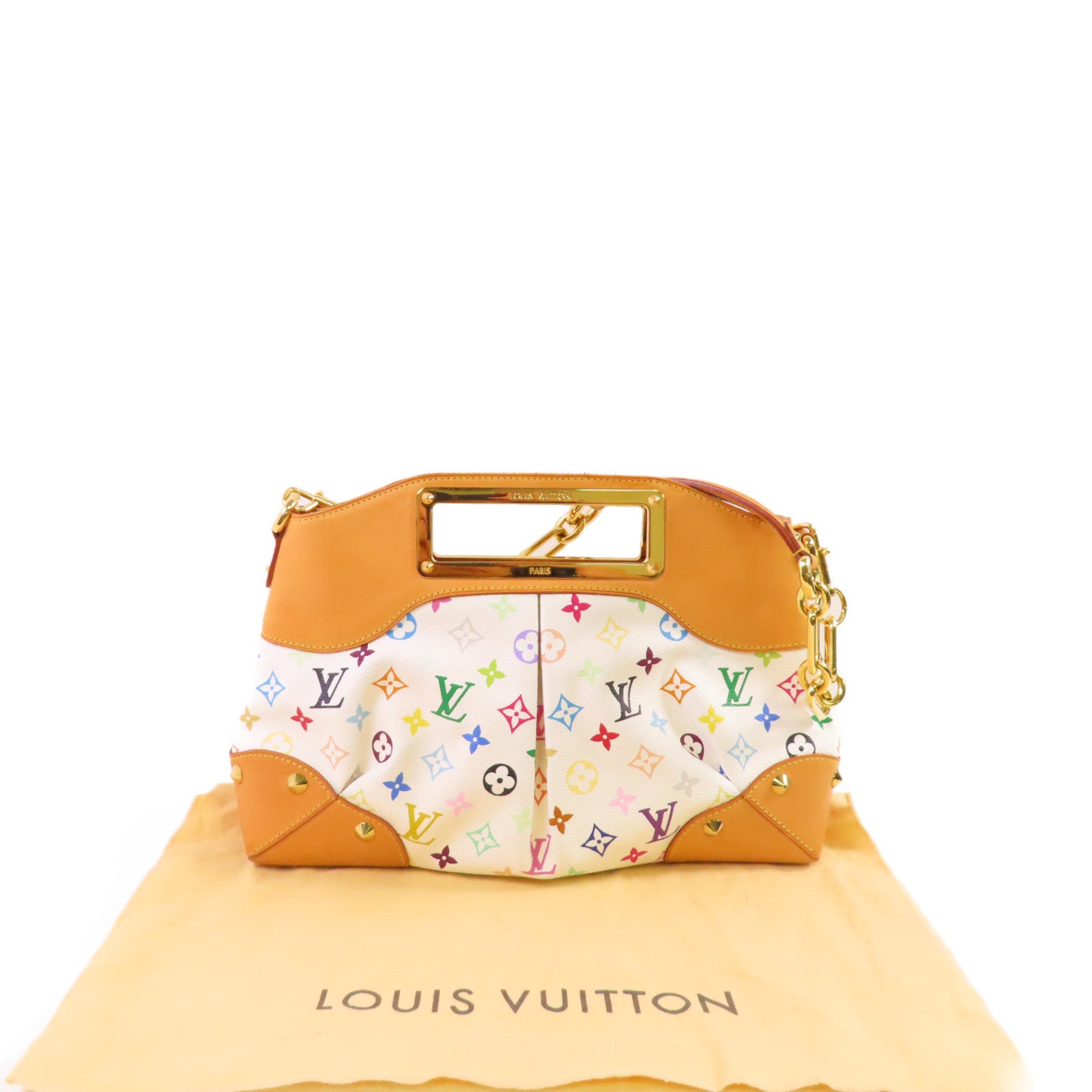 LOUIS VUITTON Monogram Multicolore Judy MM 2Way Shoulder Bag金扣手挽肩背兩用袋米白色/彩色/啡色