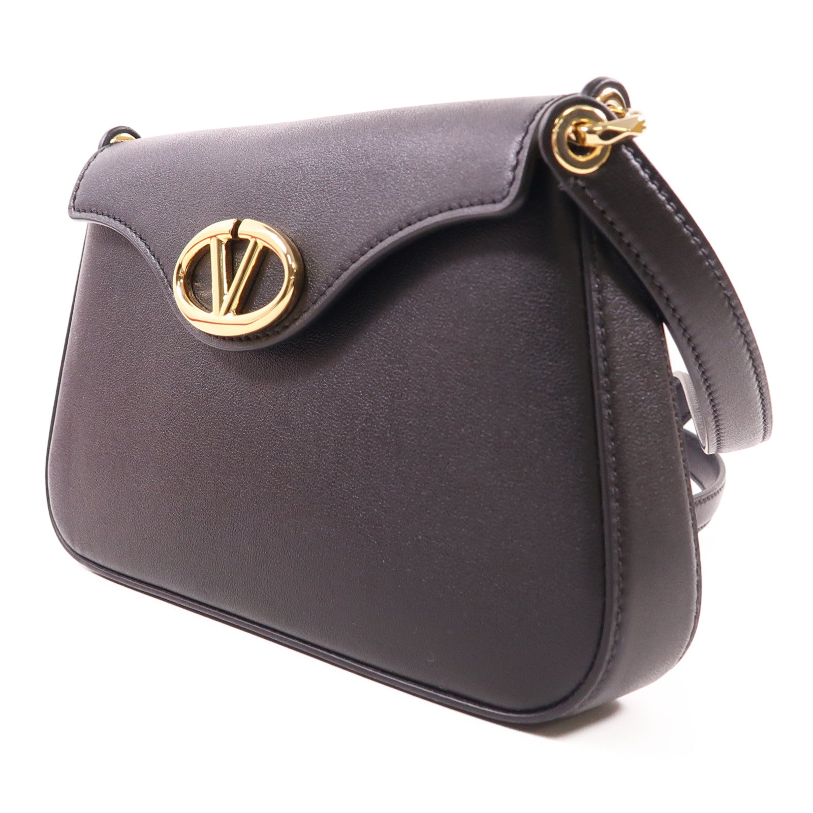 Valentino 【激減優惠】牛皮皮革V Logo Cross Bag金扣肩背袋