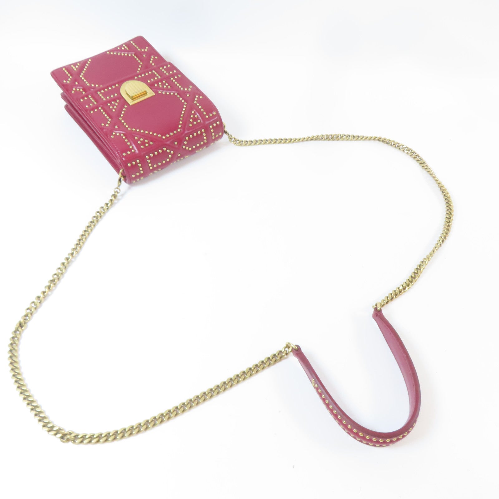 Dior 羊皮皮革Ama Chain Shoulder Bag金扣鏈帶肩背袋紅色