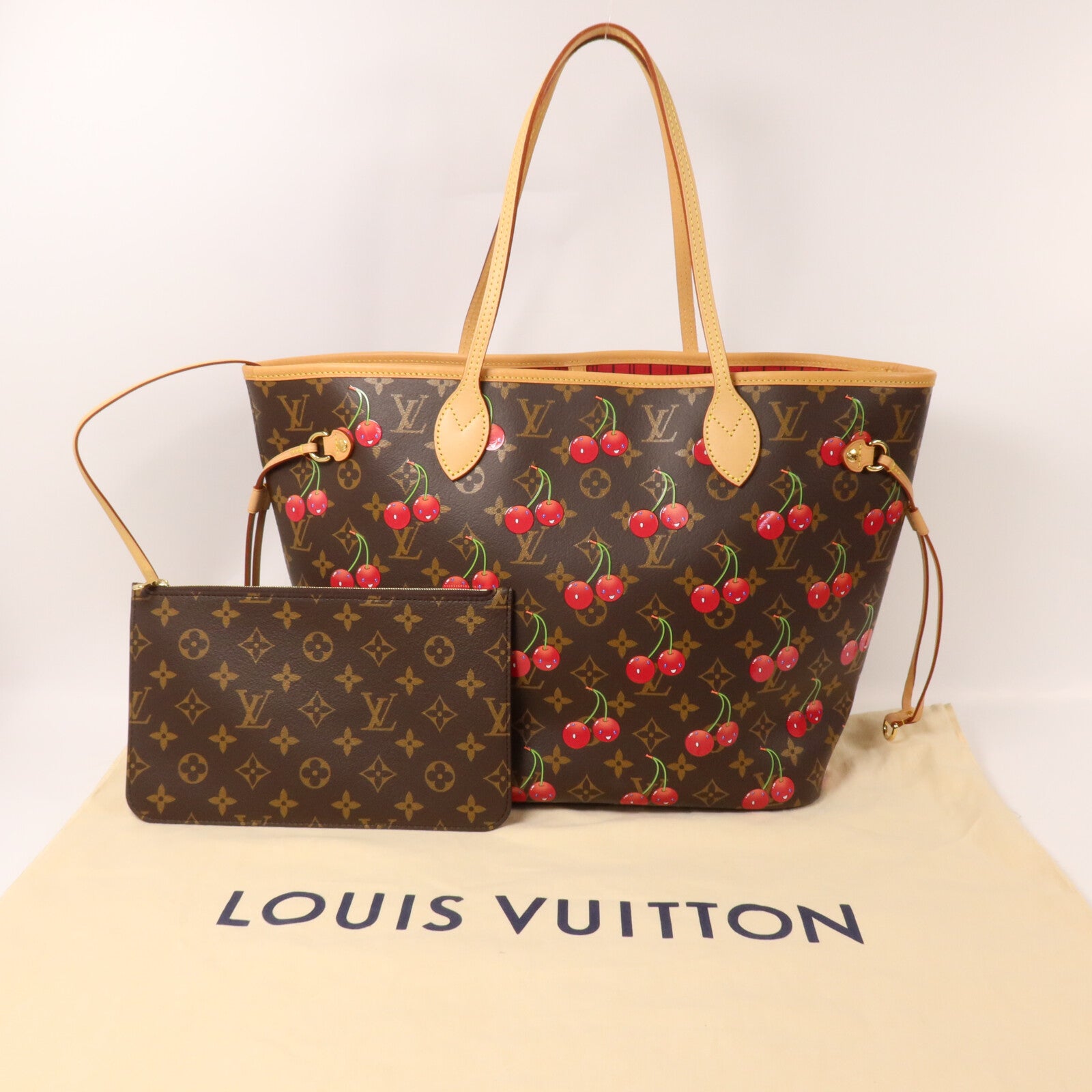 LOUIS VUITTON Monogram Cherry LV x TM Cherry Neverfull MM手挽袋