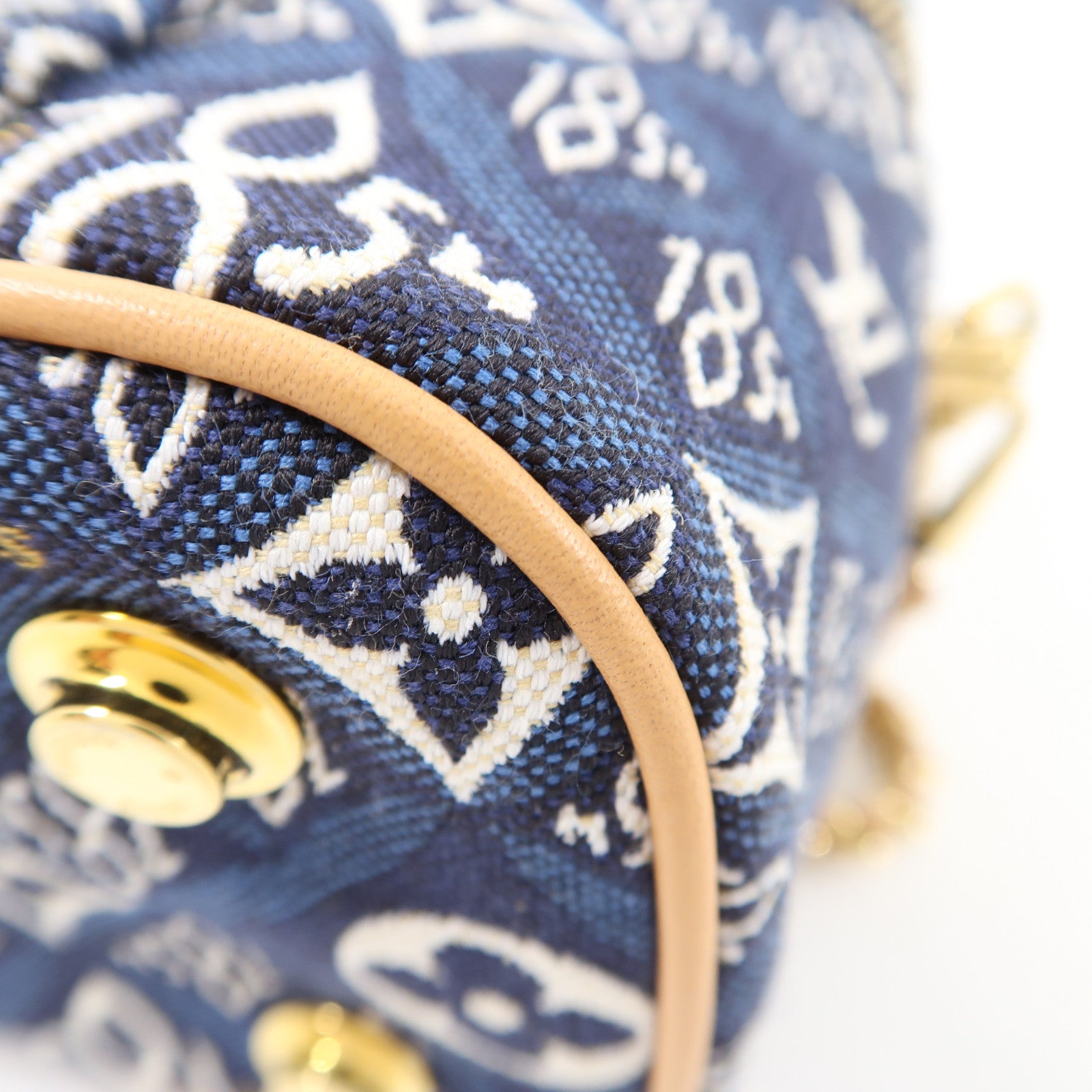 LOUIS VUITTON Monogram Jacquard Since 1854 Vanity NV金扣手挽肩背兩用袋藍色/白色