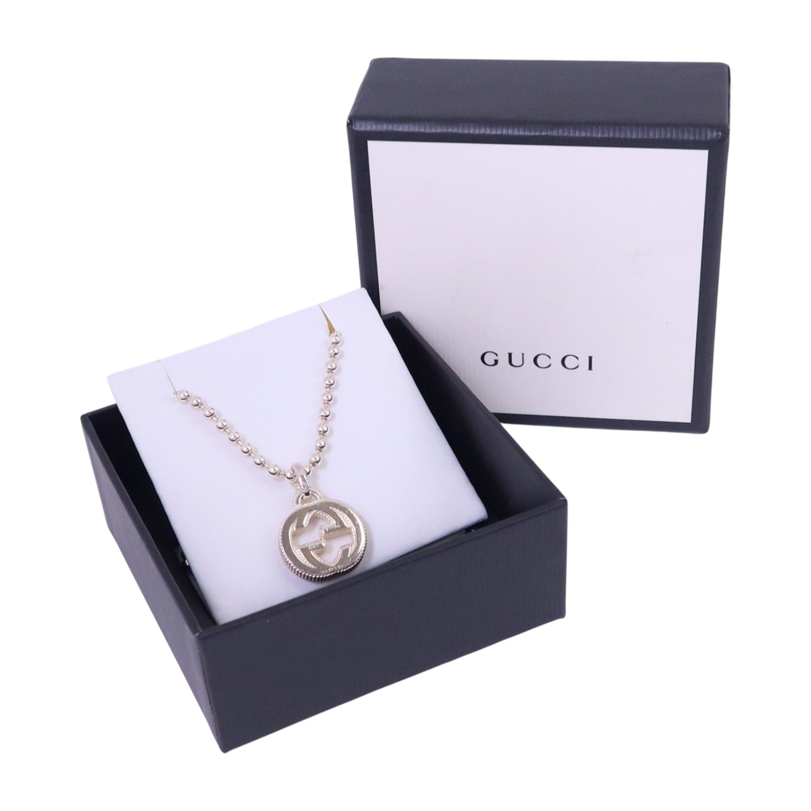 GUCCI 925純銀Interlocking G Necklace銀扣項鏈