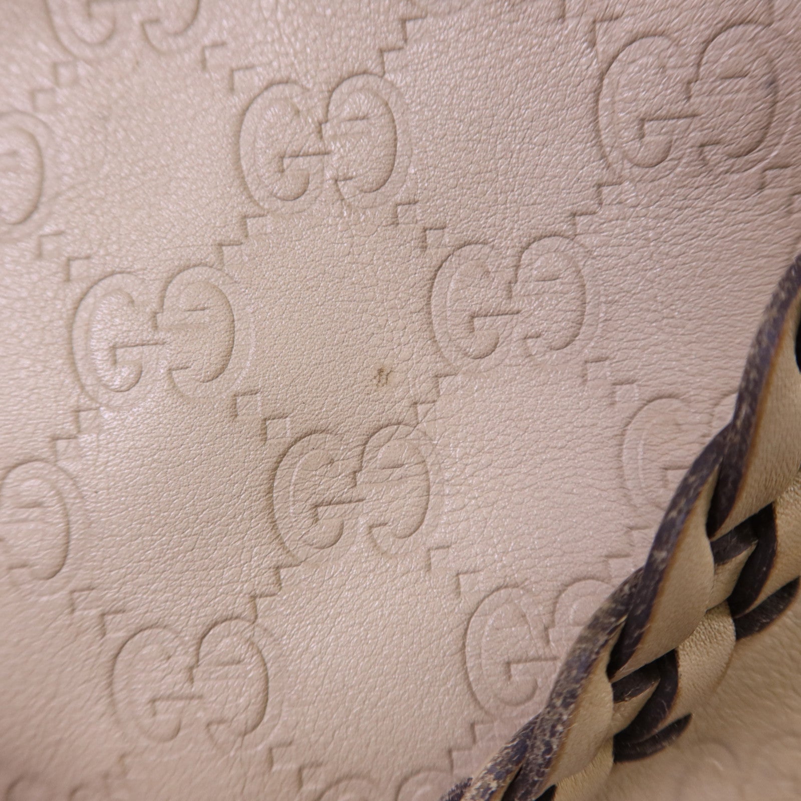 GUCCI 牛皮皮革Guccissima Braided Peggy Tote銀扣肩背袋