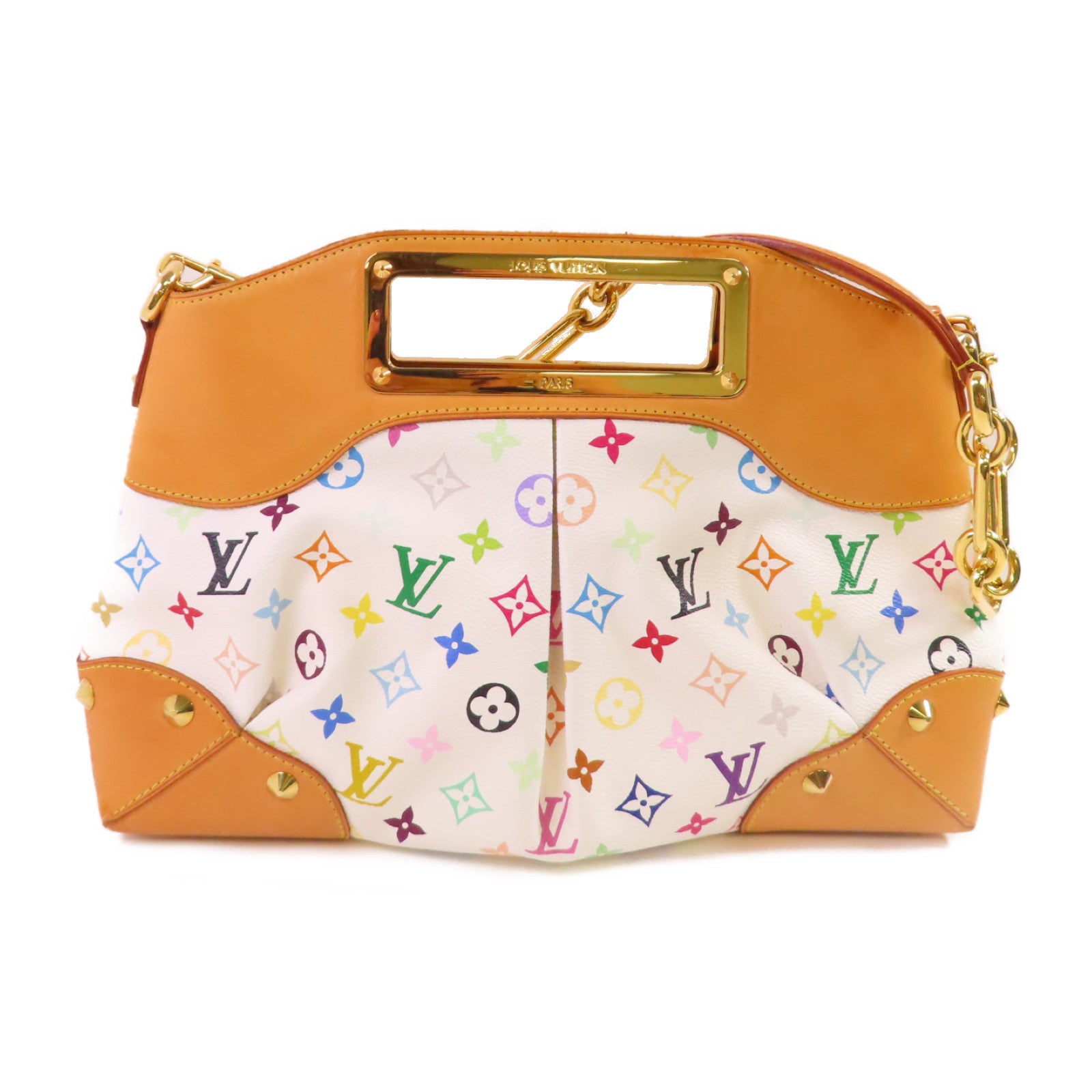 LOUIS VUITTON Monogram Multicolore Judy MM 2Way Shoulder Bag金扣手挽肩背兩用袋米白色/彩色/啡色