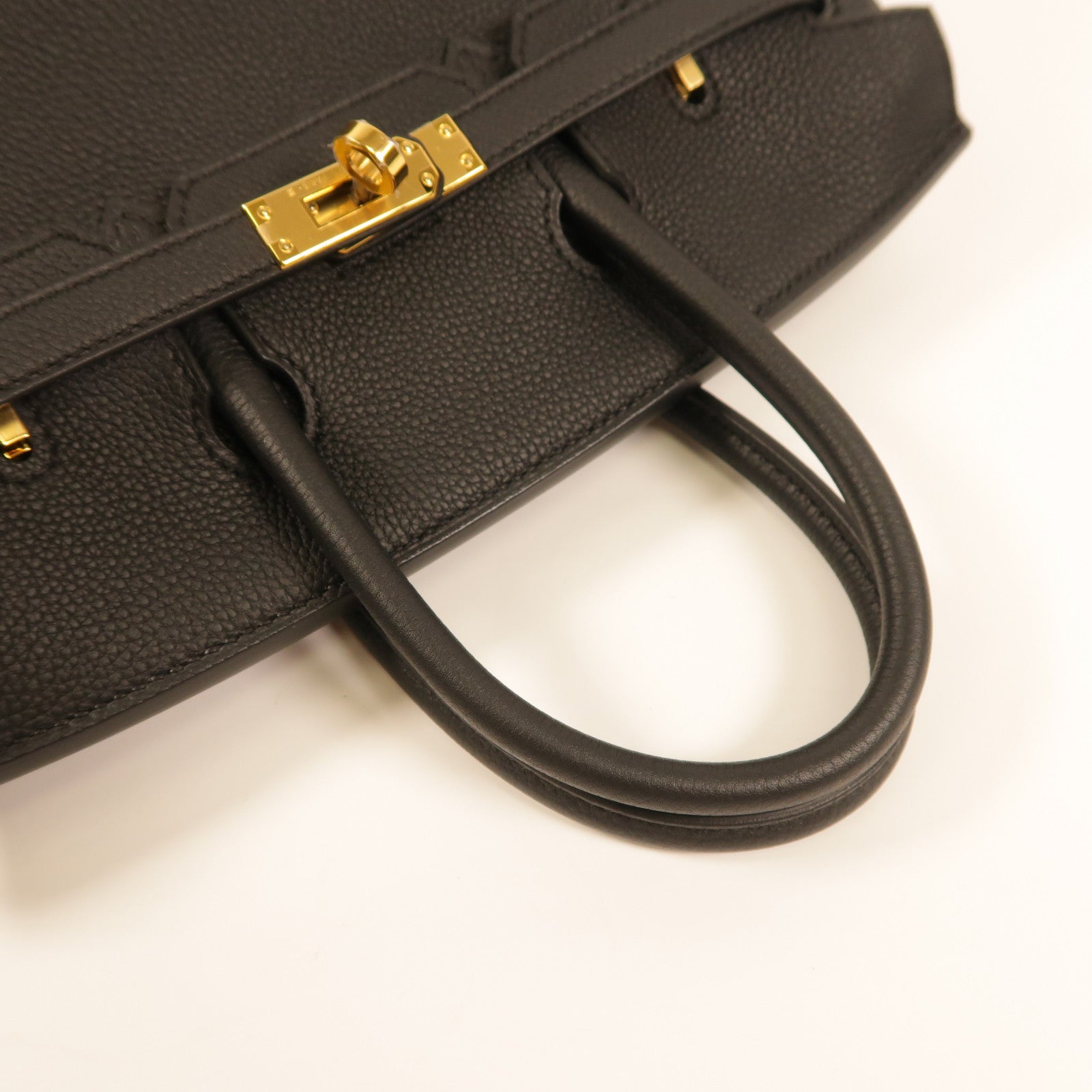 HERMES 【激減優惠】Clemence皮革Birkin 25金扣手挽袋Noir