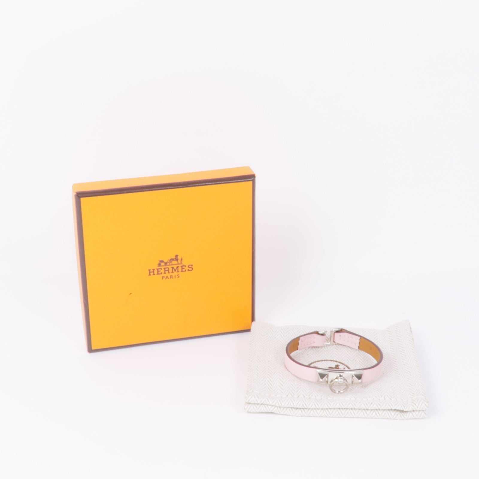 HERMES PHW Rivale Tour Bracelet Veau Swift Leather Rose Sakura Pink