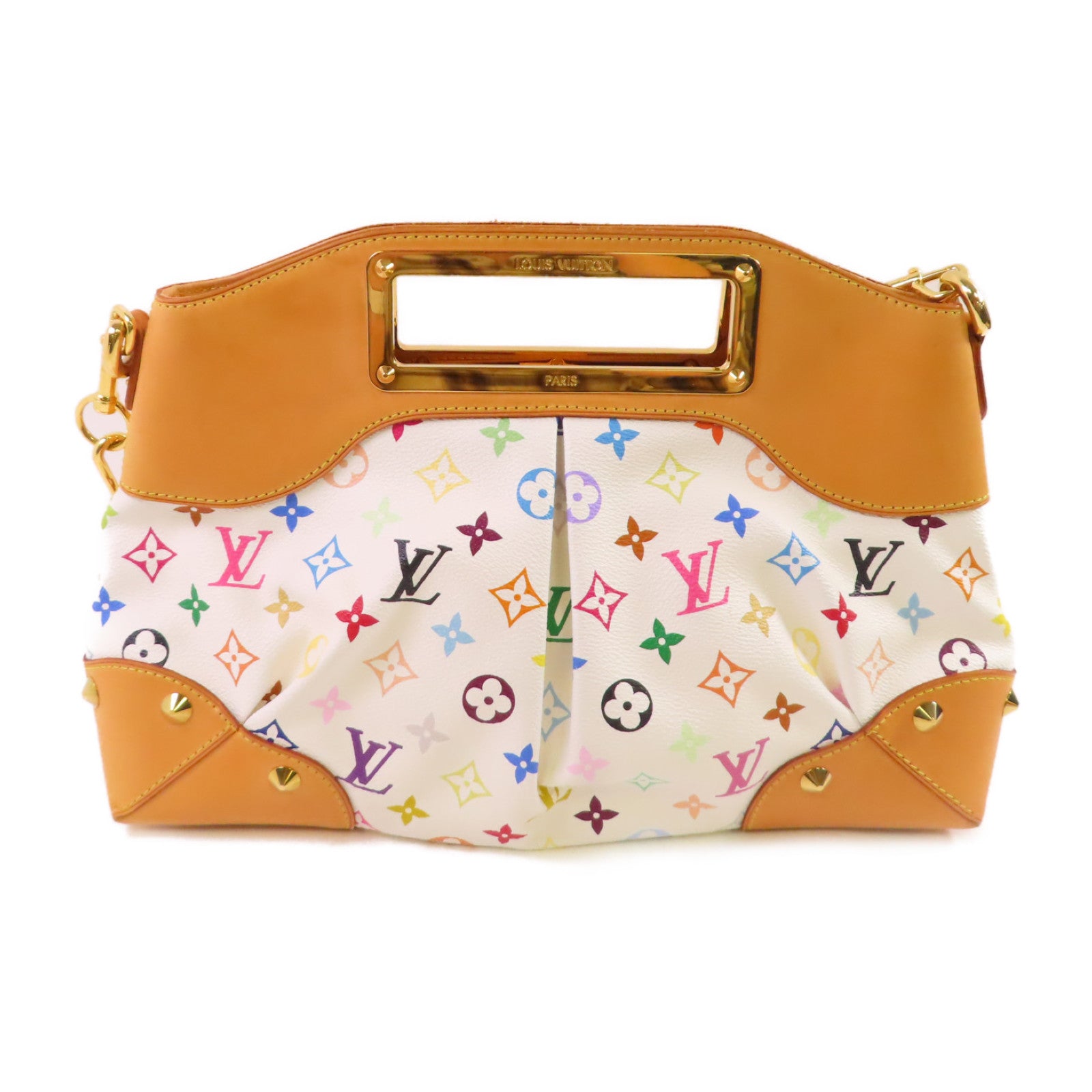 LOUIS VUITTON Monogram Multicolore Judy MM 2Way Shoulder Bag金扣手挽肩背兩用袋米白色/彩色/啡色