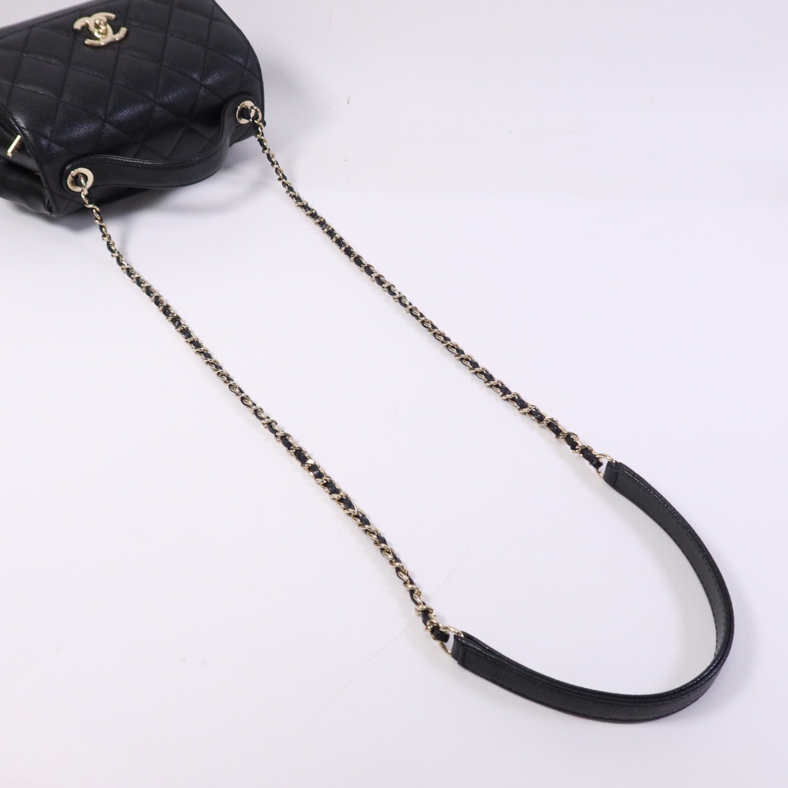 CHANEL 牛皮皮革Business Affinity Small金扣鏈帶手挽肩背兩用袋