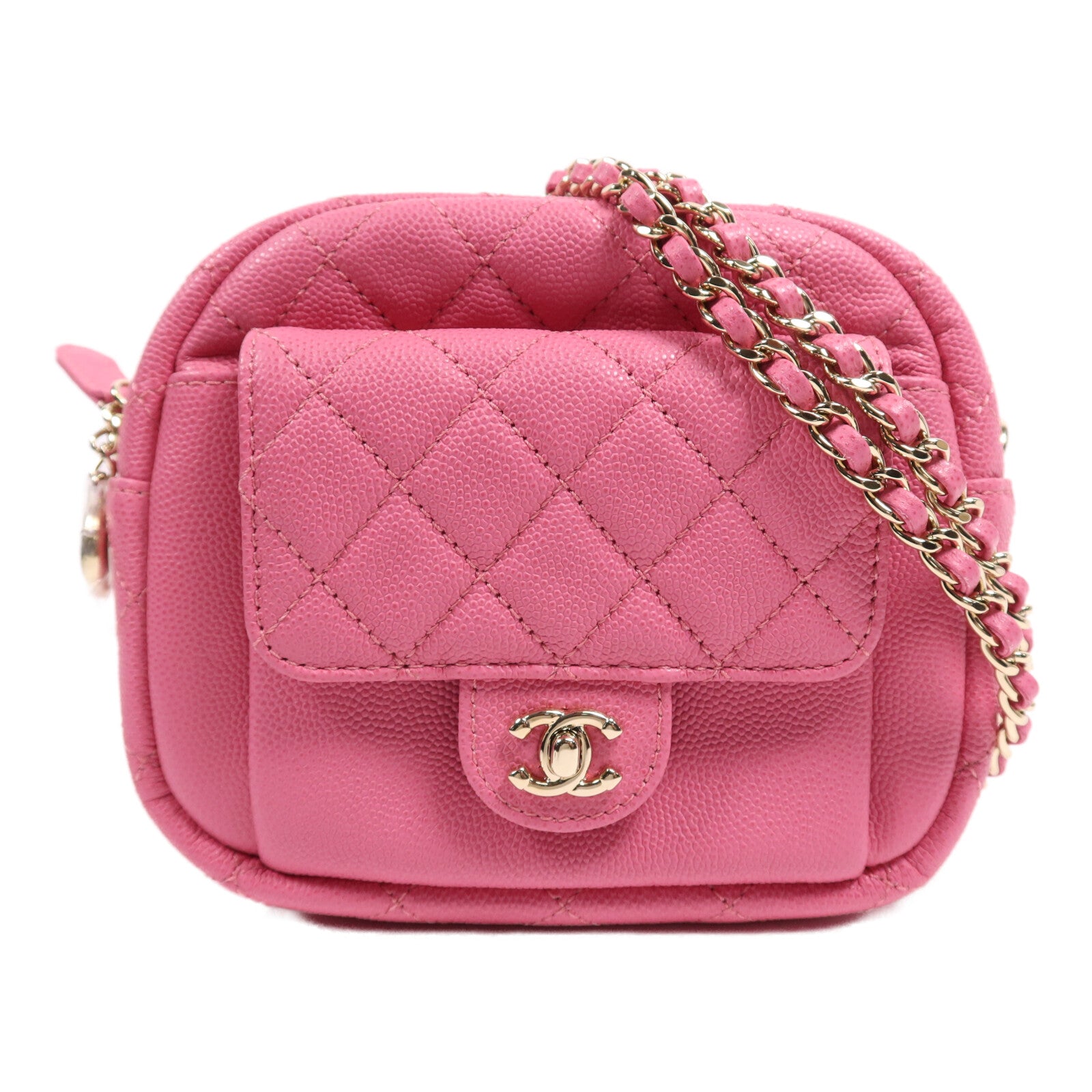 CHANEL 牛皮皮革Chain Shoulder Bag金扣鏈帶肩背袋