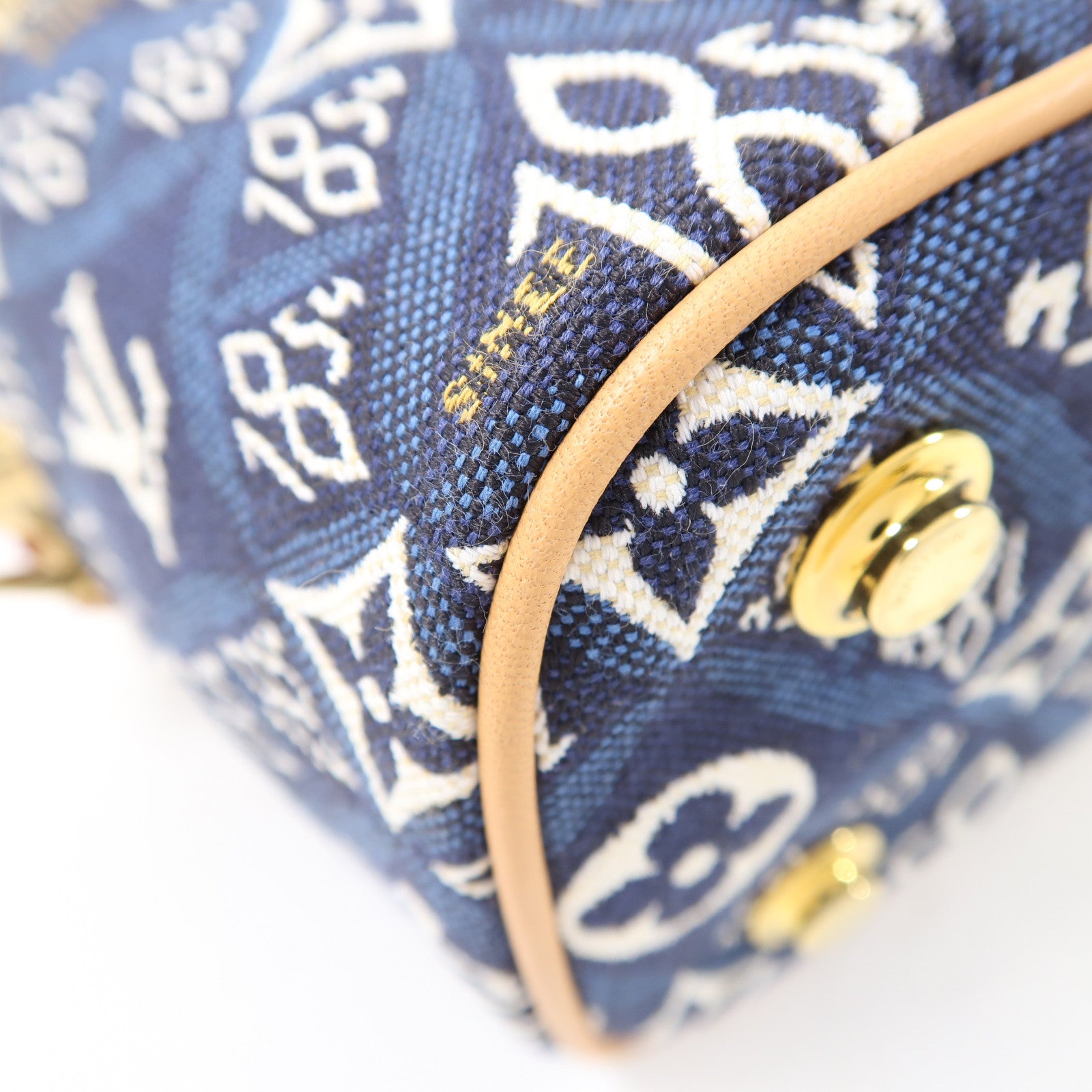 LOUIS VUITTON Monogram Jacquard Since 1854 Vanity NV金扣手挽肩背兩用袋藍色/白色