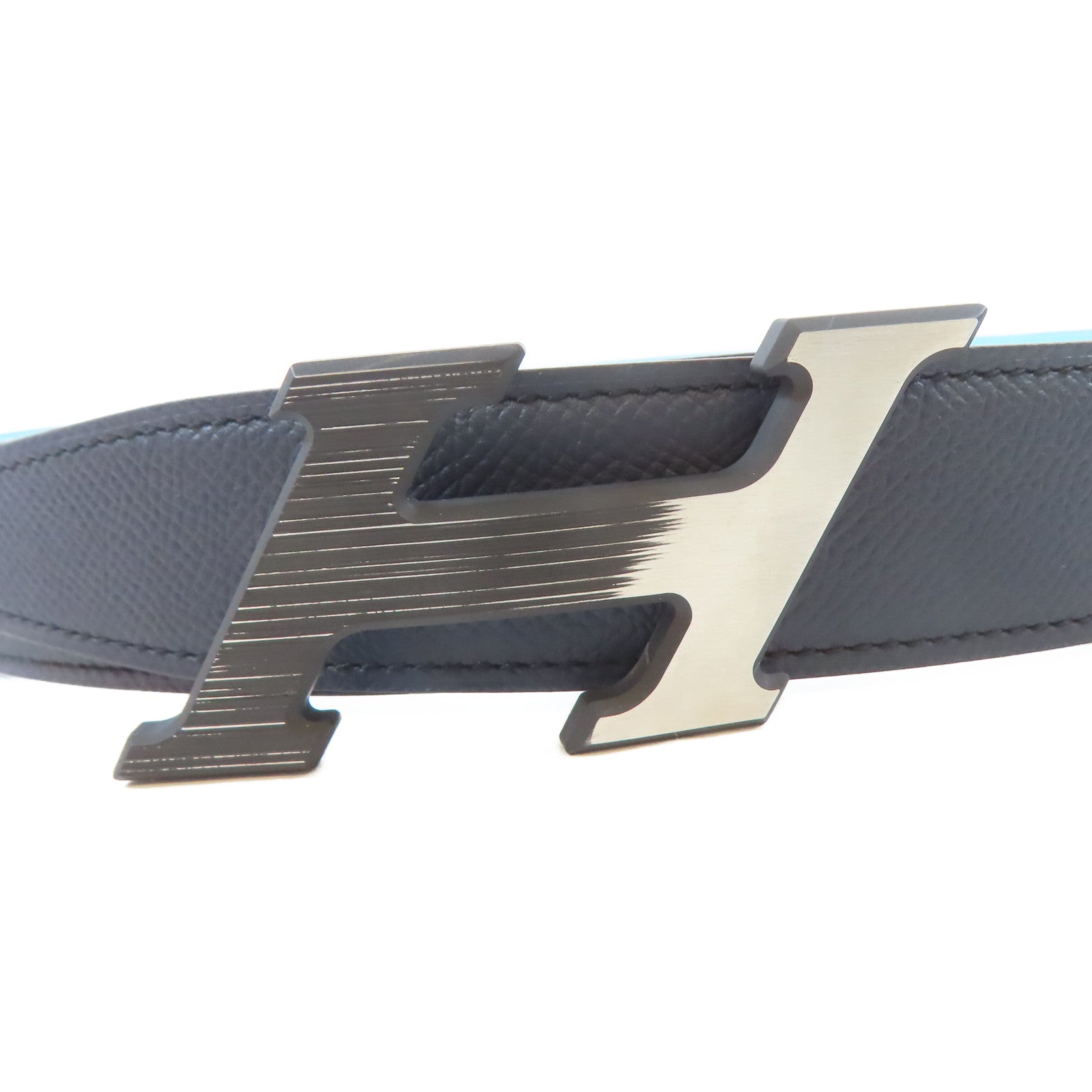 HERMES Veau Epsom皮革H Speed Belt Buckle皮帶藍色/黑色