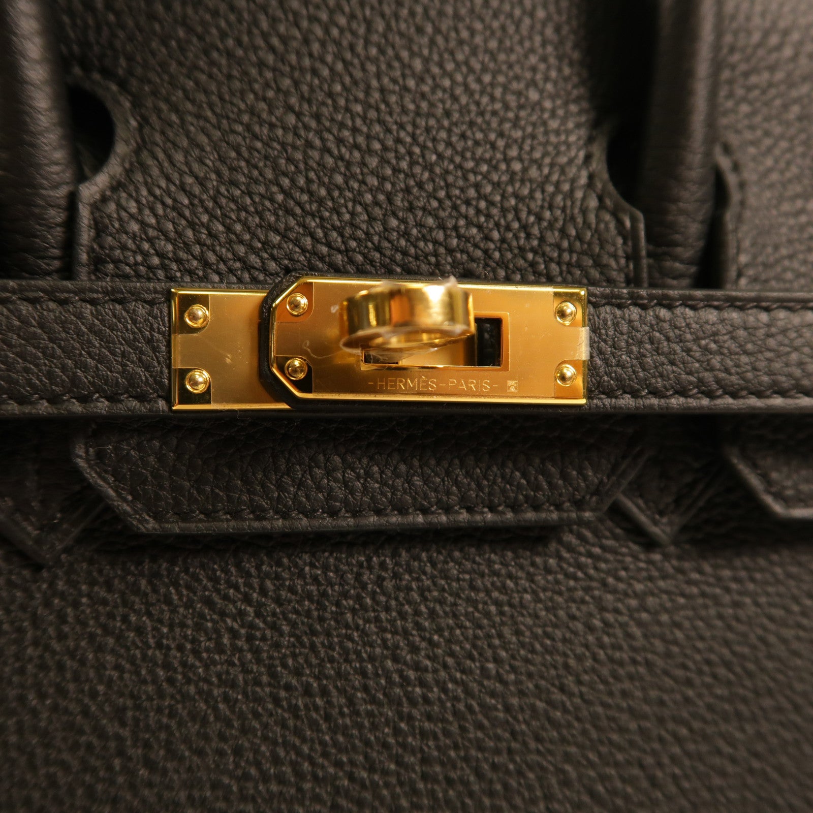 HERMES 【激減優惠】Clemence皮革Birkin 25金扣手挽袋Noir