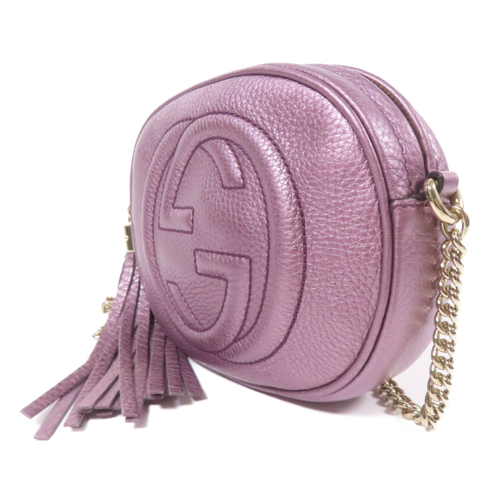 GUCCI GG GHW Chain Shoulder Bag 353965 Leather Purple