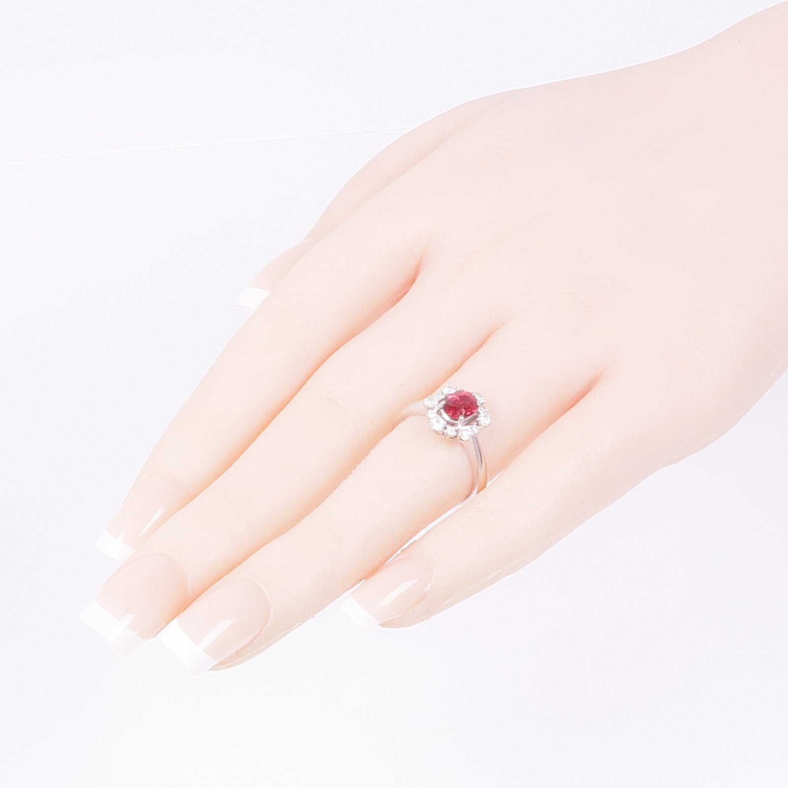 JEWELRY 18K白金Ruby Diamond Ring鑽石/紅寶石戒指US#6